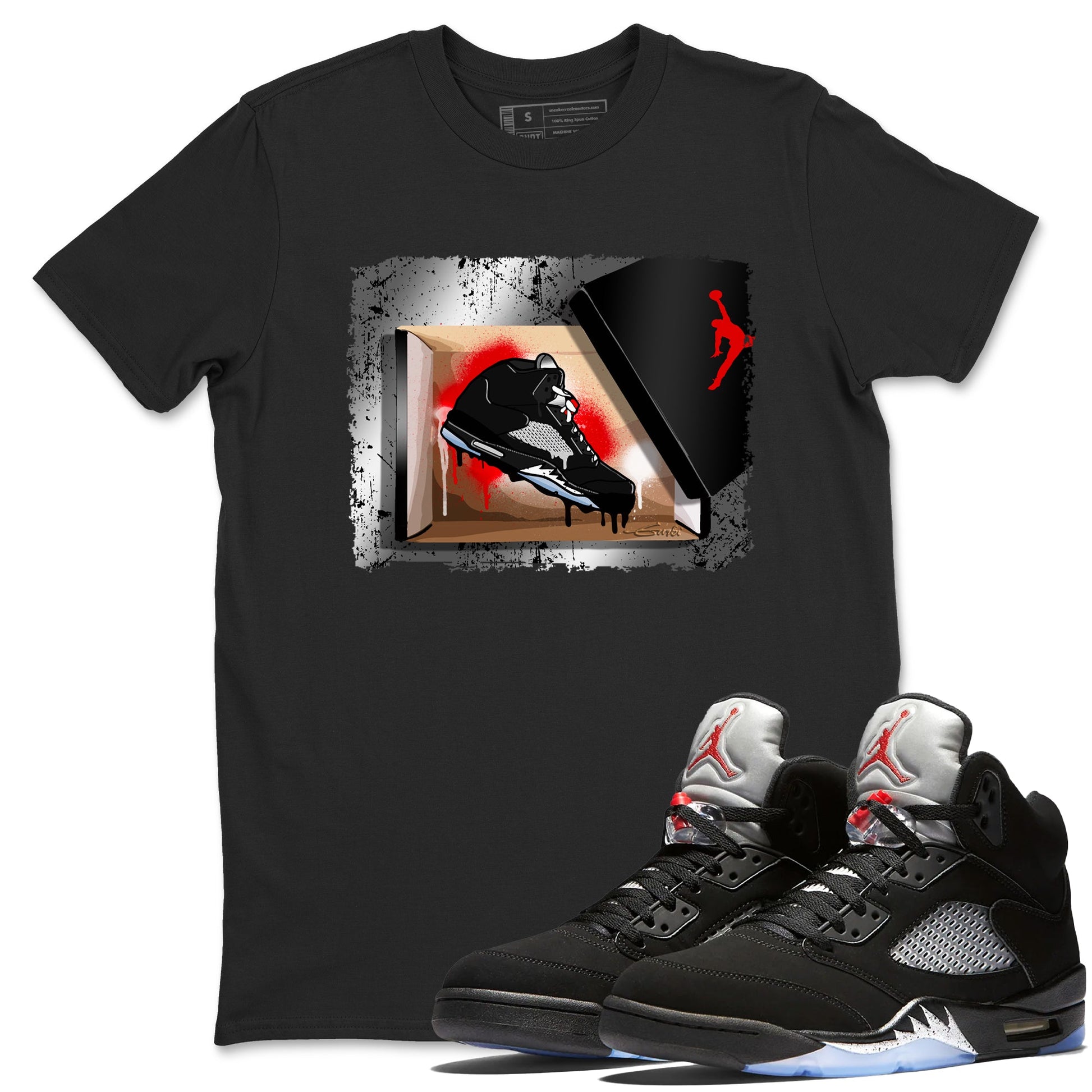 AJ5 Reimagined shirts to match jordans New Kicks best t shirts to wear with jordans Air Jordan 5 Retro OG Reimagined match shoes to clothes SNRT Sneaker Tees unisex cotton Black 1 shirts