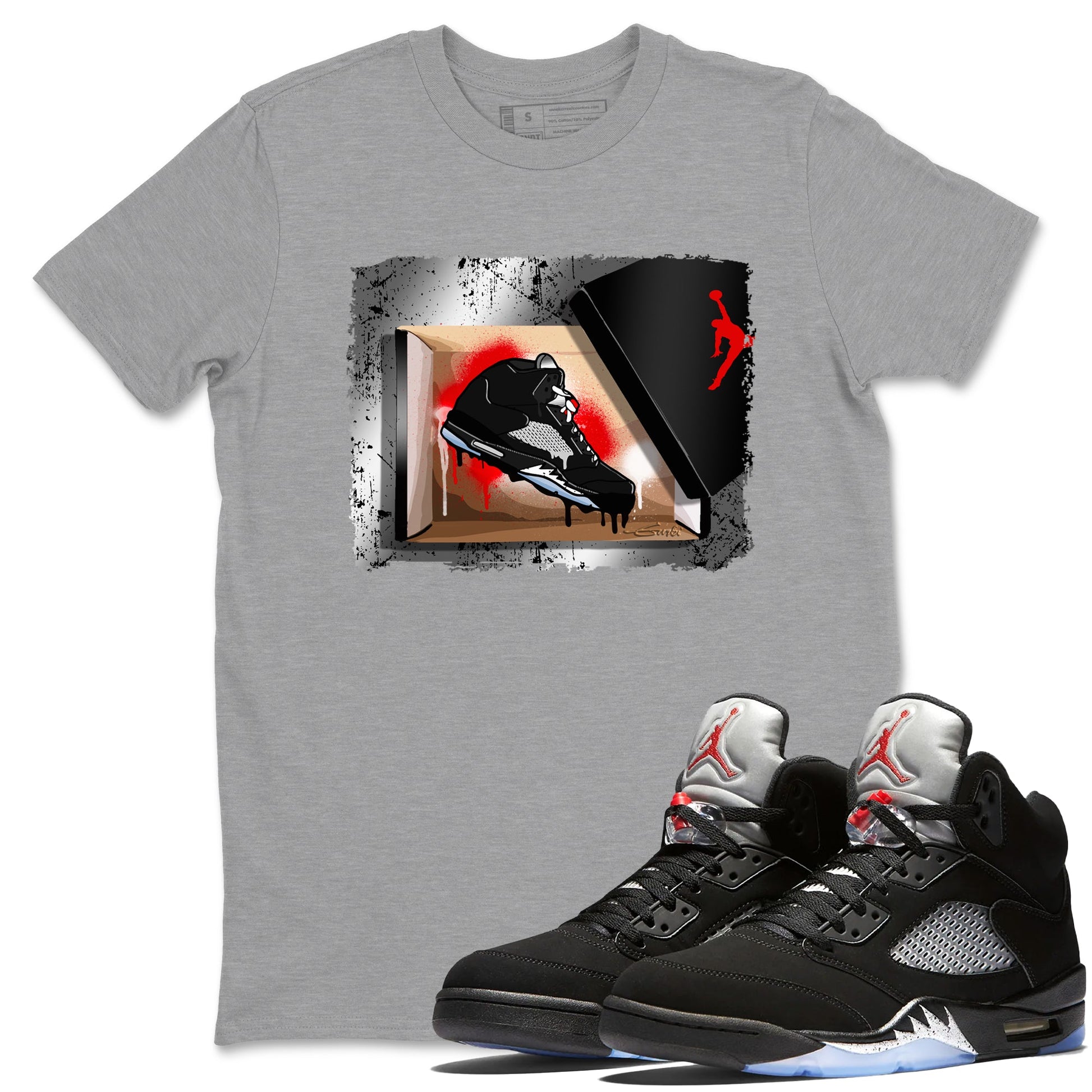 AJ5 Reimagined shirts to match jordans New Kicks best t shirts to wear with jordans Air Jordan 5 Retro OG Reimagined match shoes to clothes SNRT Sneaker Tees unisex cotton Heather Grey 1 shirts
