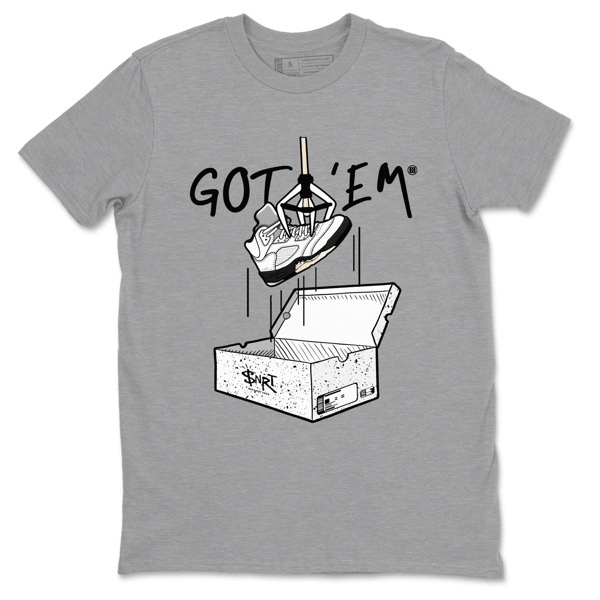 5s White Black shirts to match jordans New Treasure Hunter sneaker match tees Air Jordan 5 Retro White Black match shoes to clothes SNRT Sneaker Tees unisex cotton Heather Grey 2 shirts