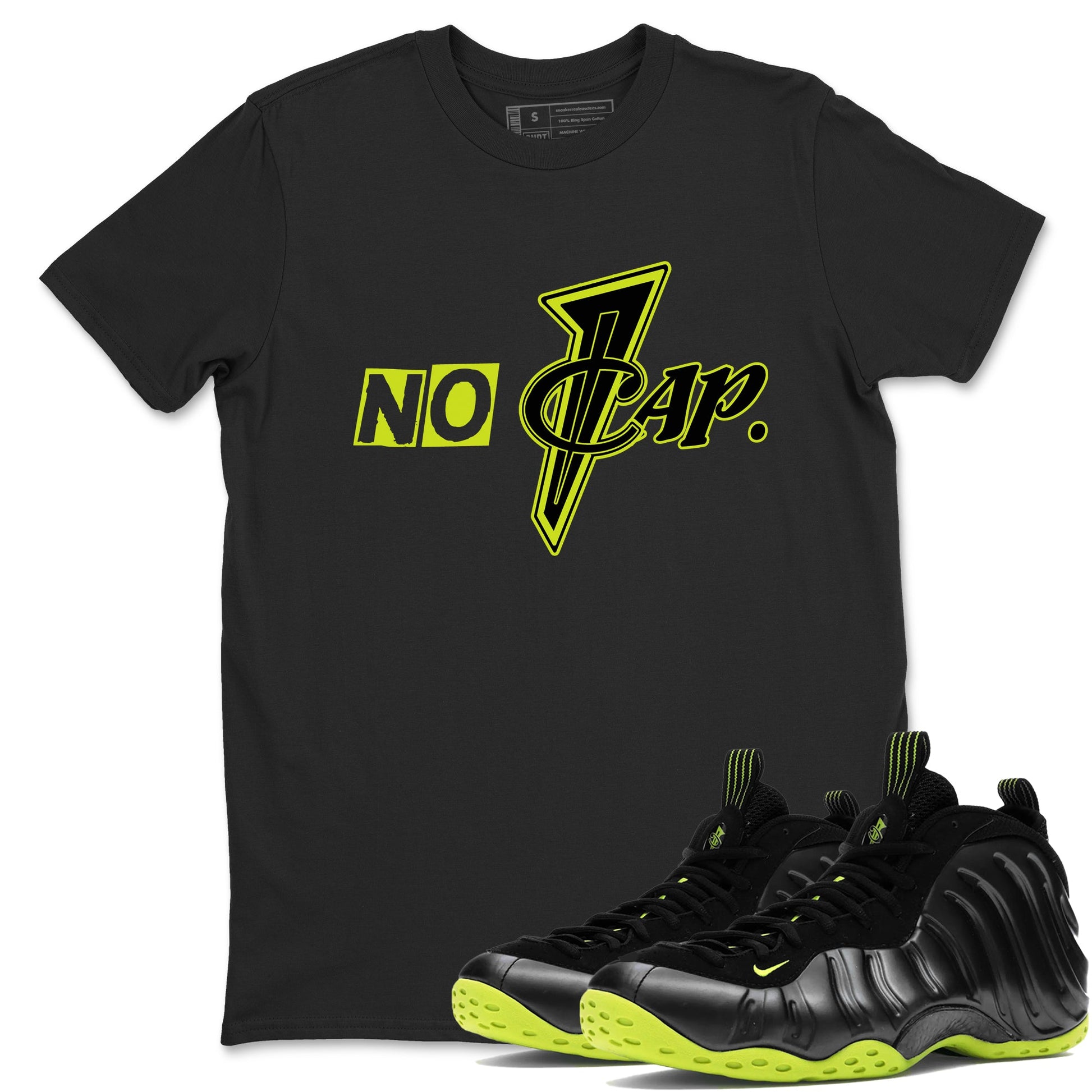 Foams One Black Volt shirts to match jordans No Cap sneaker match tees Air Foamposite One Black and Volt match shoes to clothes SNRT Sneaker Tees unisex cotton Black 1 shirts