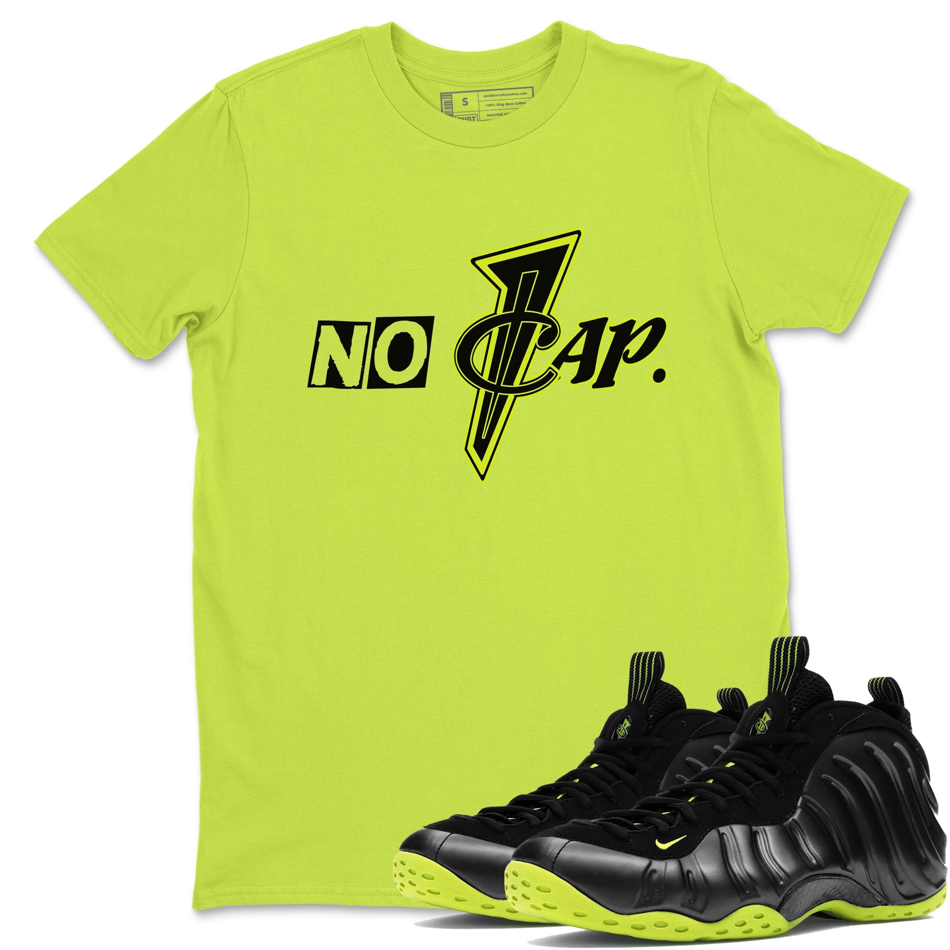 Foams One Black Volt shirts to match jordans No Cap sneaker match tees Air Foamposite One Black and Volt match shoes to clothes SNRT Sneaker Tees unisex cotton Safety Green 1 shirts