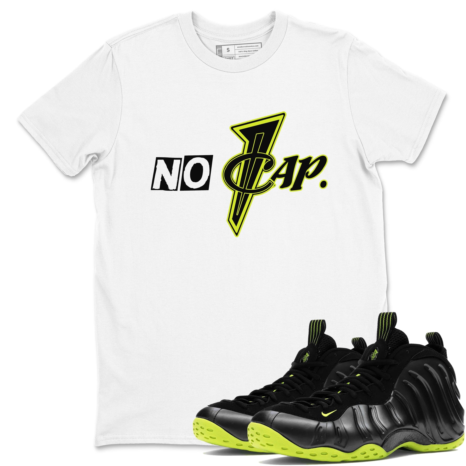 Foams One Black Volt shirts to match jordans No Cap sneaker match tees Air Foamposite One Black and Volt match shoes to clothes SNRT Sneaker Tees unisex cotton White 1 shirts