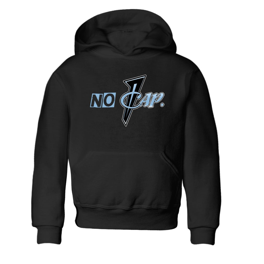 No Cap baby and kids t-shirt crafted for little sneakerheads to shine with the Air Foamposite One Psychic Blue sneakers, displayed in Black 2.