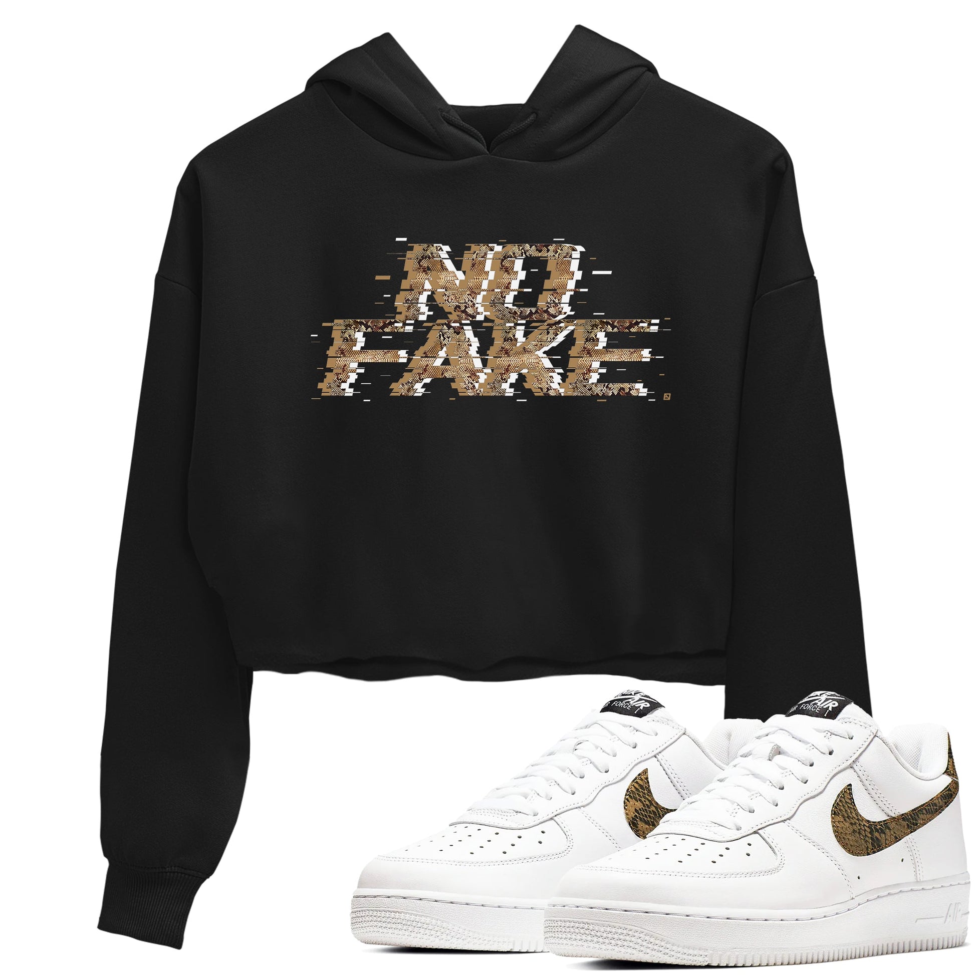AF1 Ivory Snake shirt to match jordans No Fake Glitch sneaker tees Air Force 1 Ivory Snake SNRT Sneaker Release Tees Black 1 crop length shirt