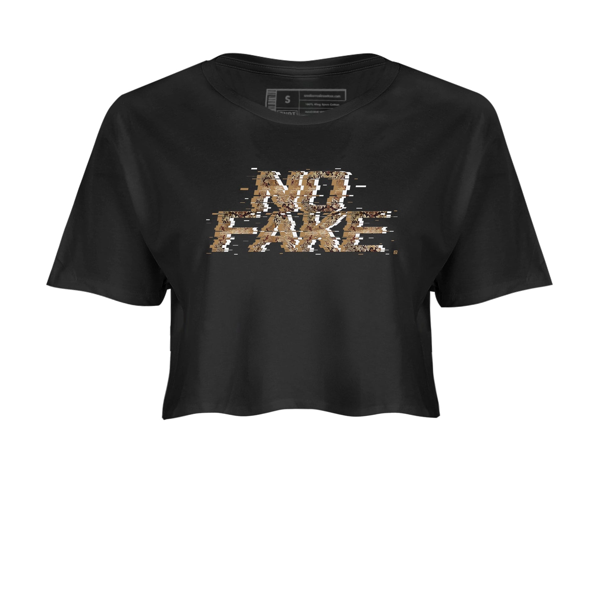 AF1 Ivory Snake shirt to match jordans No Fake Glitch sneaker tees Air Force 1 Ivory Snake SNRT Sneaker Release Tees Black 2 crop length shirt