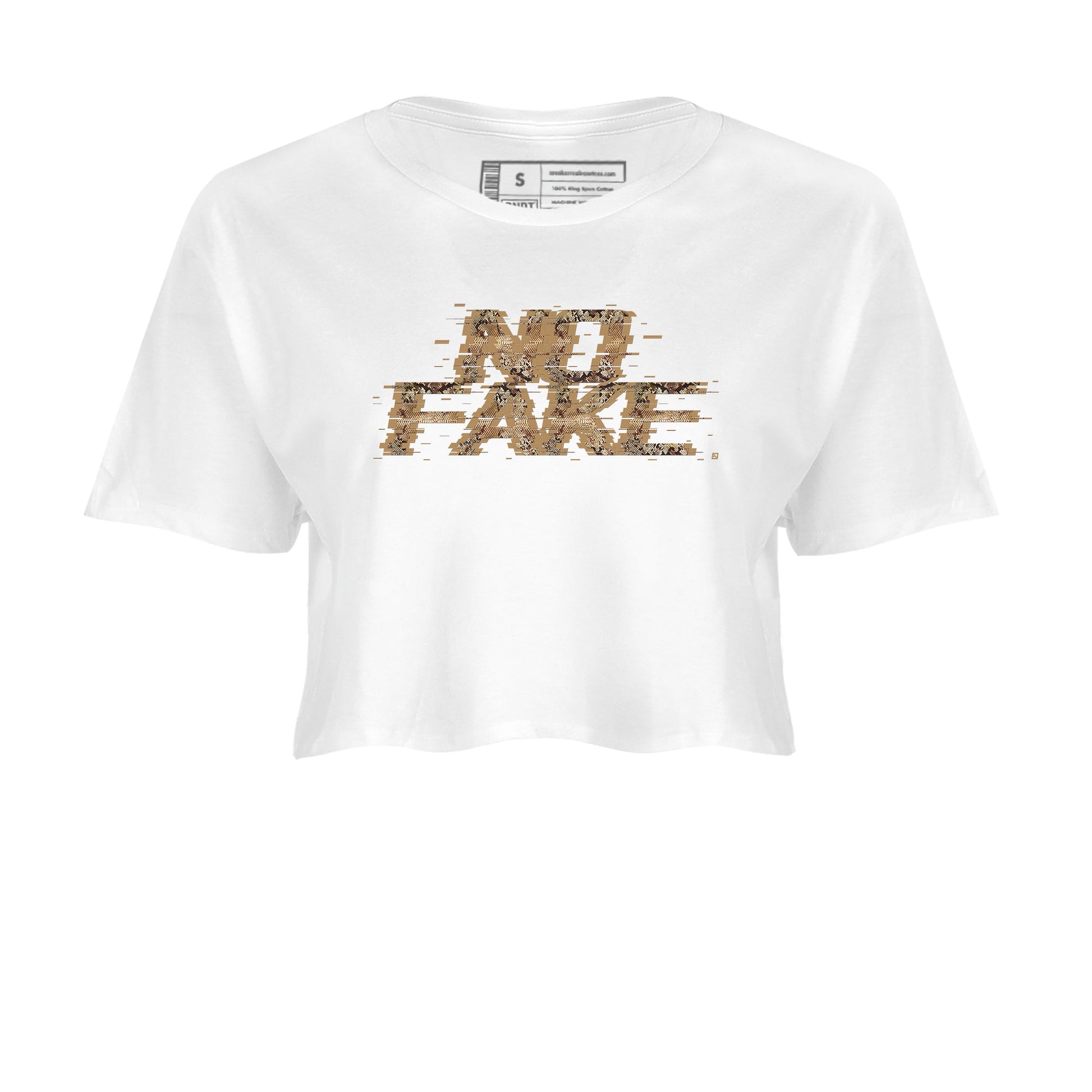 AF1 Ivory Snake shirt to match jordans No Fake Glitch sneaker tees Air Force 1 Ivory Snake SNRT Sneaker Release Tees White 2 crop length shirt