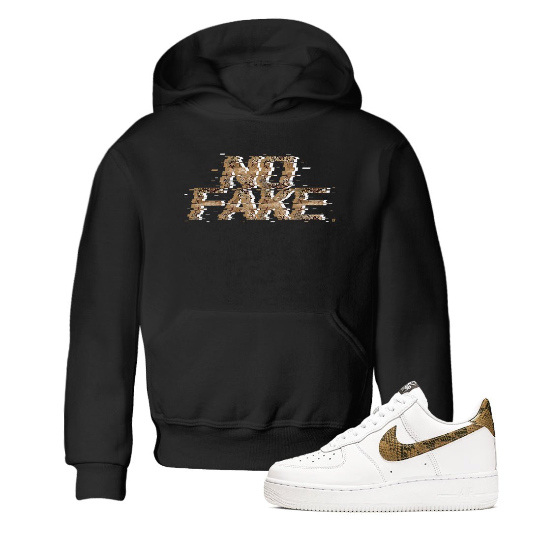 AF1 Ivory Snake shirt to match jordans No Fake Glitch sneaker tees Air Force 1 Ivory Snake SNRT sneaker release tees baby toddler Black 1 cotton Shirt
