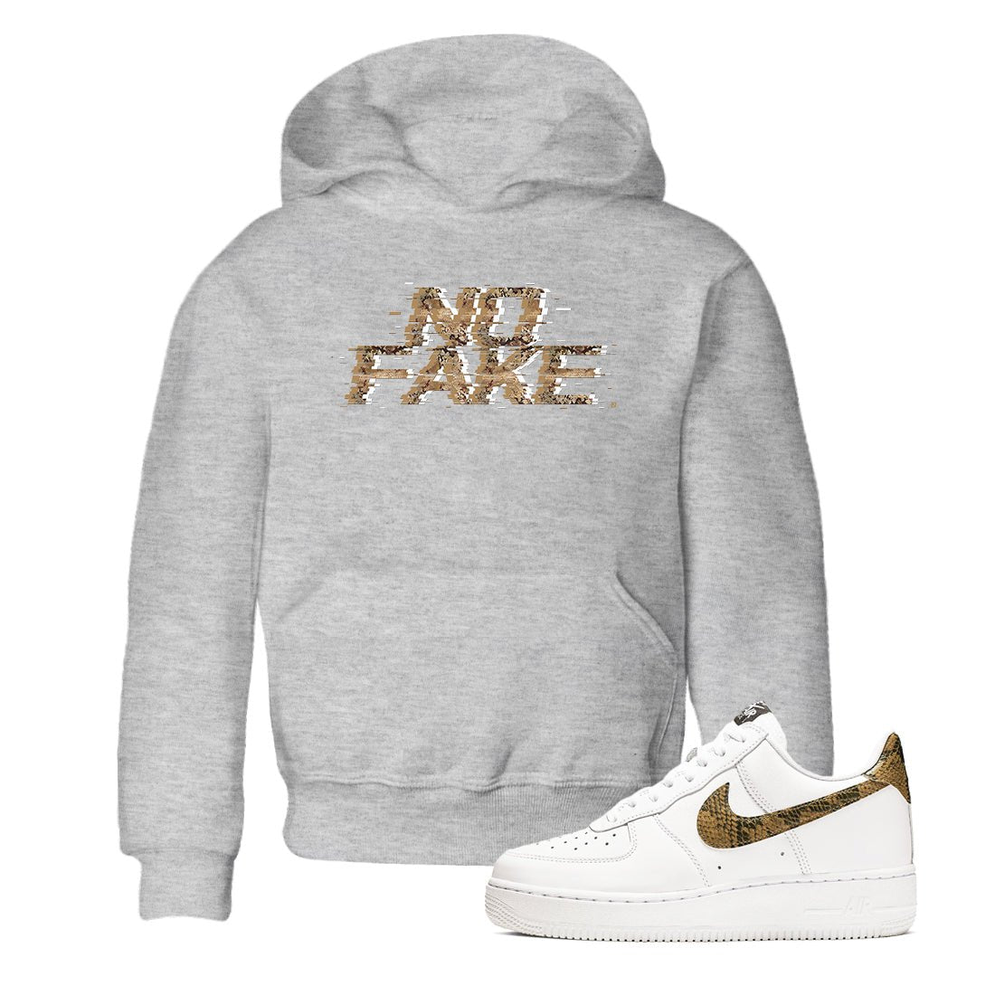AF1 Ivory Snake shirt to match jordans No Fake Glitch sneaker tees Air Force 1 Ivory Snake SNRT sneaker release tees baby toddler Heather Grey 1 cotton Shirt