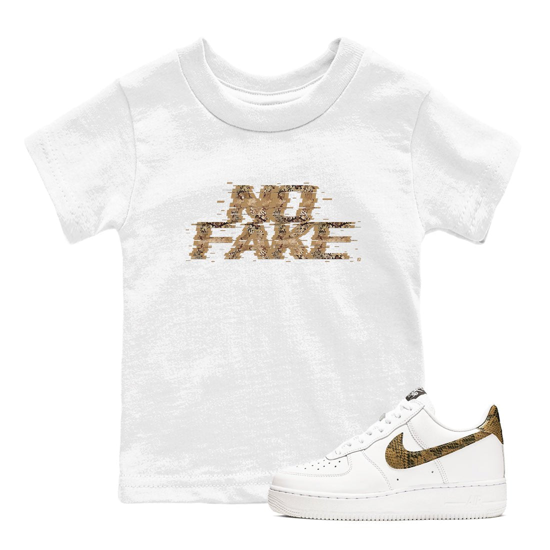 AF1 Ivory Snake shirt to match jordans No Fake Glitch sneaker tees Air Force 1 Ivory Snake SNRT sneaker release tees baby toddler White 1 cotton Shirt