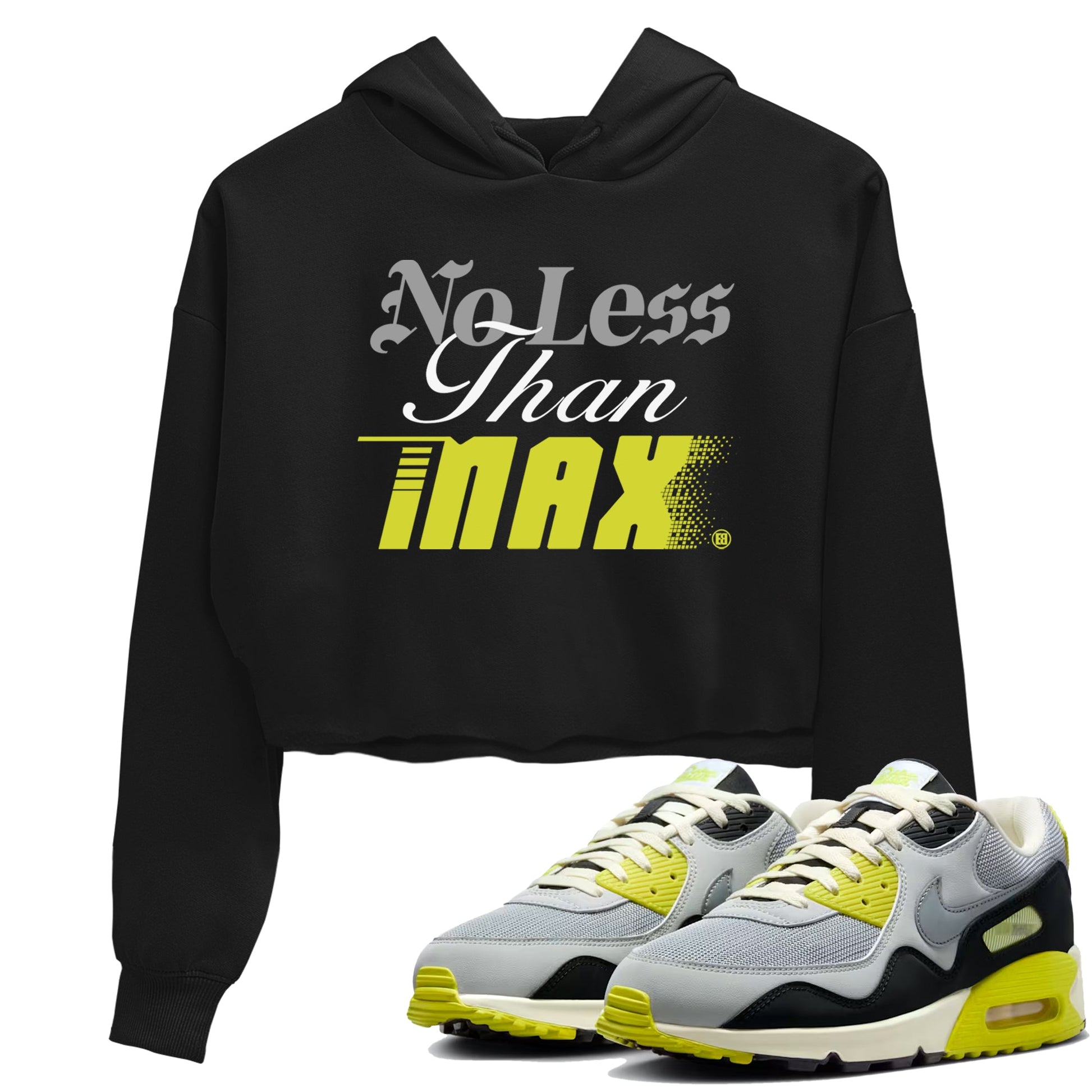 No Less Than Max womens crop tee made to vibe with the Air Max 90 Cyber sneakers — the perfect match in Black 1.
