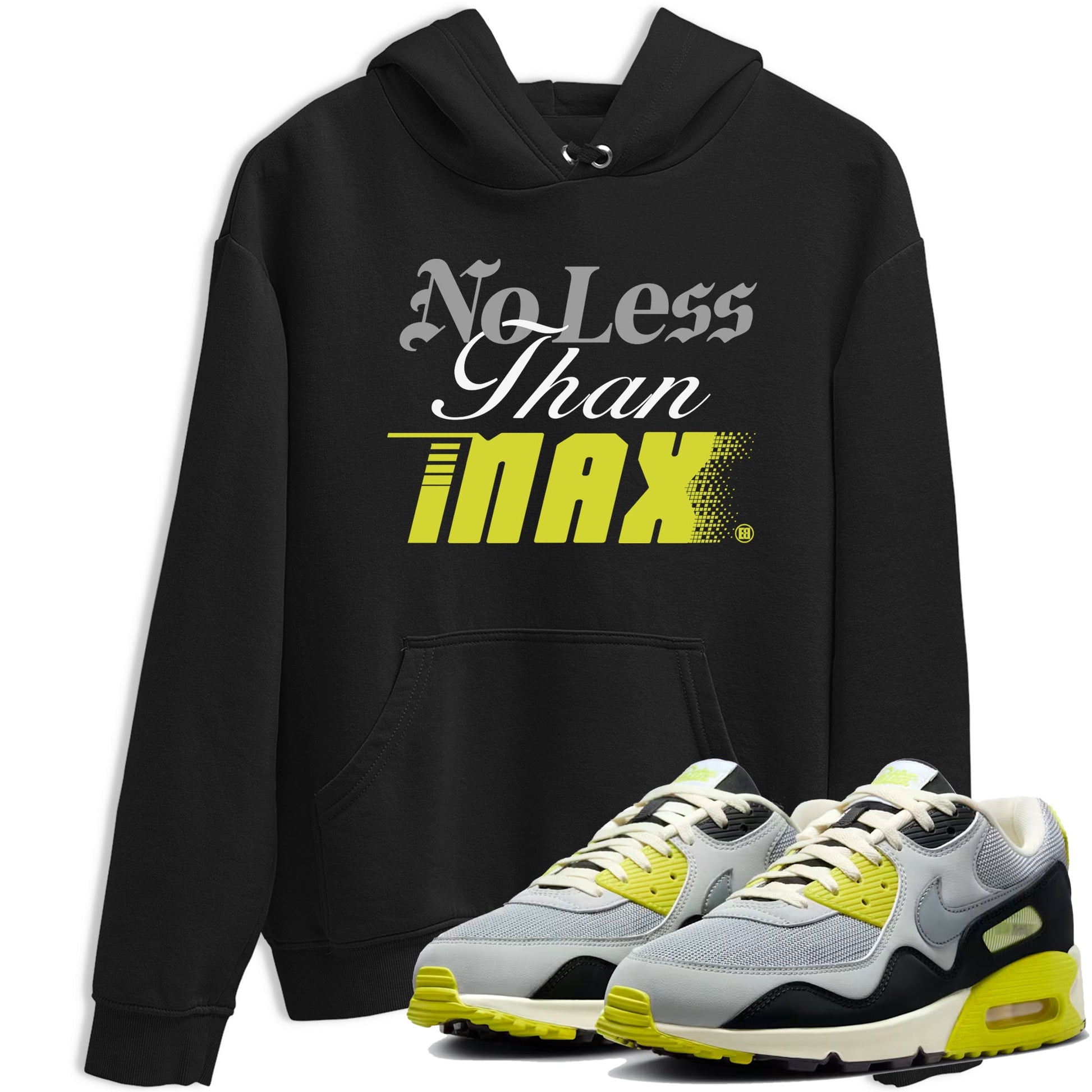 No Less Than Max sneaker match t-shirt styled to complete your fit with the Air Max 90 Cyber sneakers, shown in Black 1.
