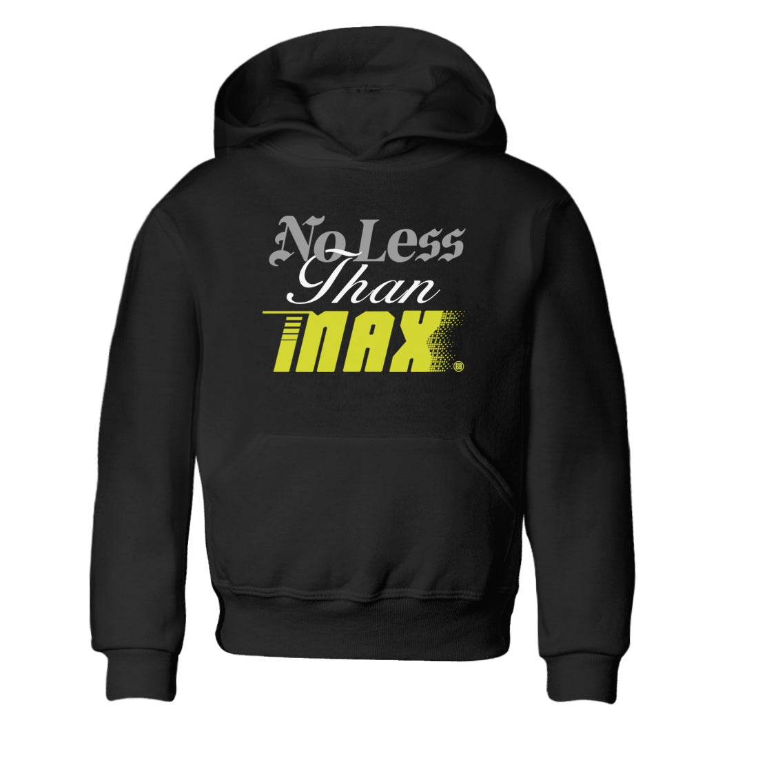 No Less Than Max baby and kids t-shirt crafted for little sneakerheads to shine with the Air Max 90 Cyber sneakers, displayed in Black 2.