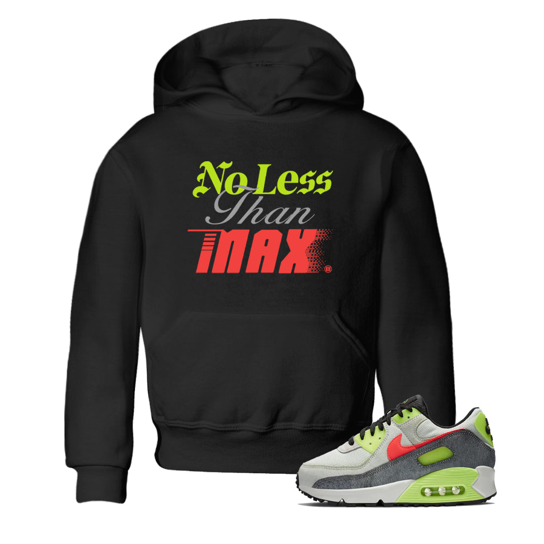 Sneaker Threads – Sneaker Tees To Match Air Max 90 Spruce Aura and Ghost Green – No Less Than Max Youth Graphic Tee Black 1. Perfect for Jordan releases 2025 colorways.