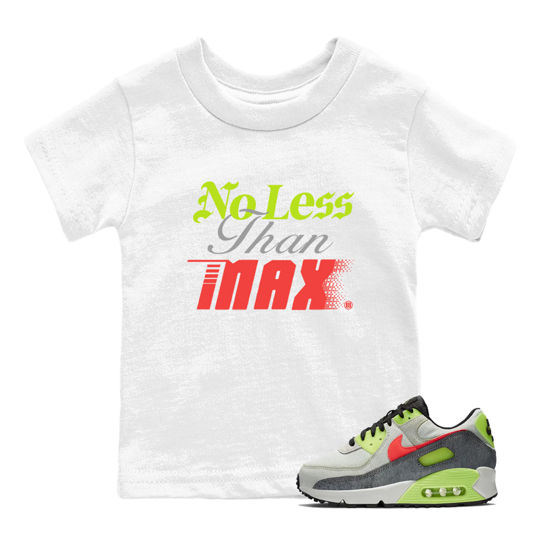 Sneaker Threads – Sneaker Tees To Match Air Max 90 Spruce Aura and Ghost Green – No Less Than Max Youth Graphic Tee White 1. Perfect for Jordan releases 2025 colorways.