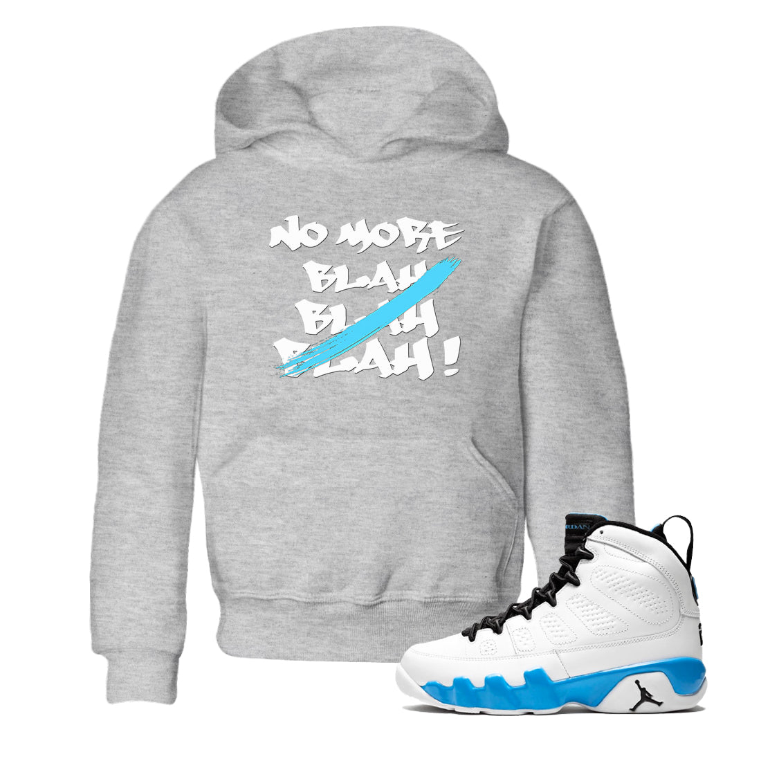 9s Powder Blue shirt to match jordans No More Blah sneaker tees Air Jordan 9 Powder Blue SNRT sneaker release tees baby toddler Heather Grey 1 cotton Shirt
