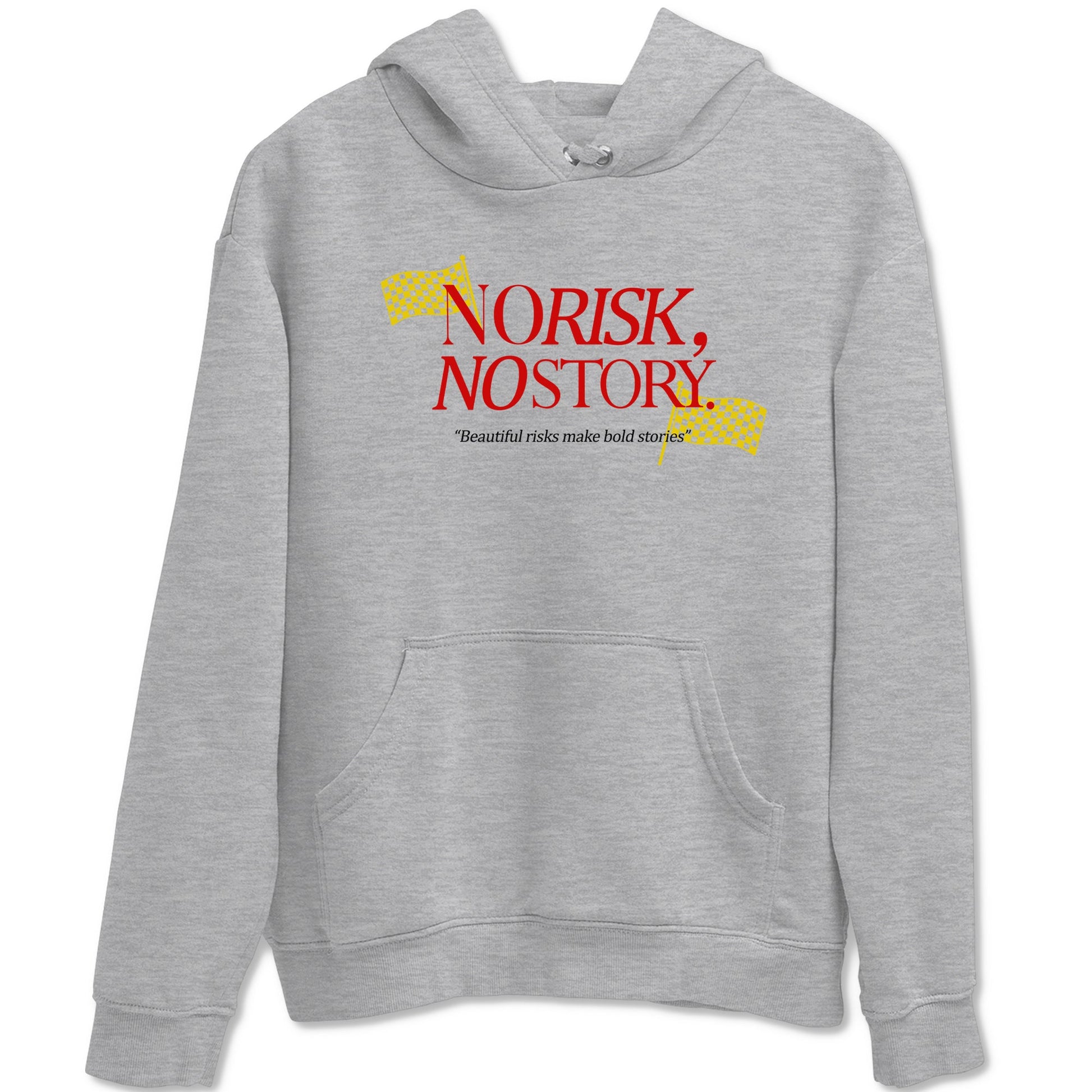 No Risk No Story sneaker match t-shirt styled to complete your fit with the Air Jordan 14 Challenge Red sneakers, AJ14 Ferrari, shown in Heather Grey 2.