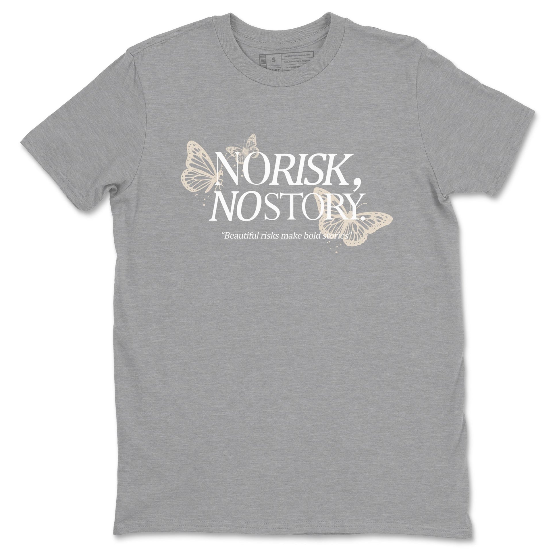 No Risk No Story sneaker match t-shirt styled to complete your fit with the Air Jordan 3 Pure Money sneakers, shown in Heather Grey 2.