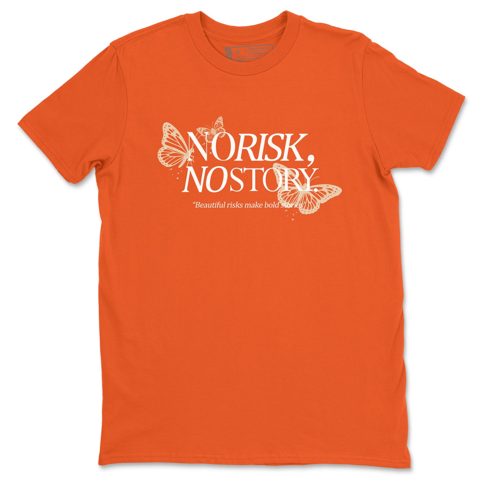 No Risk No Story sneaker match t-shirt styled to complete your fit with the Air Jordan 3 Starfish sneakers, shown in Orange 2.