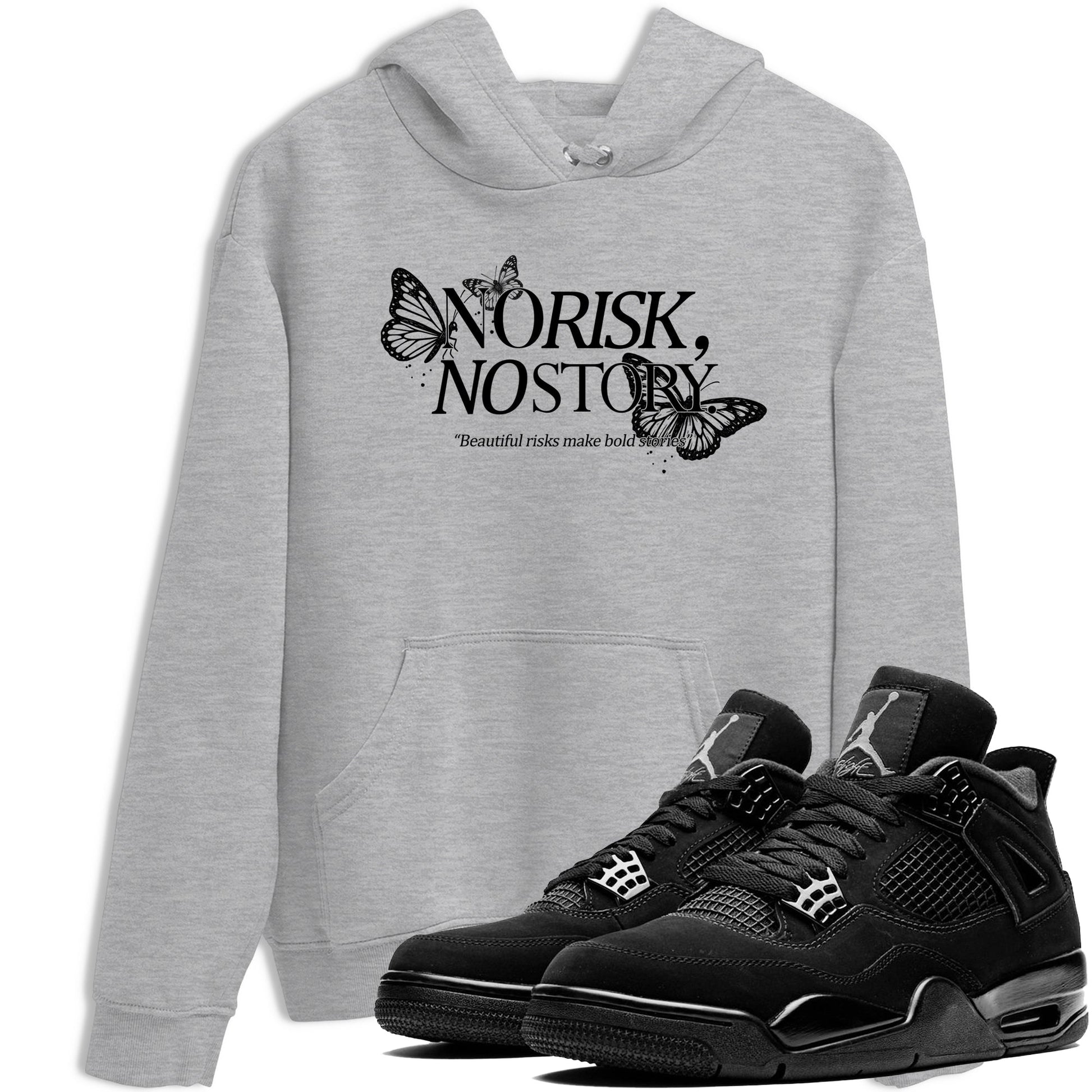 Sneaker match tees – Sneaker Tees To Match Air Jordan 4 Black Cat Shoes – No Risk No Story Tee Heather Grey 1