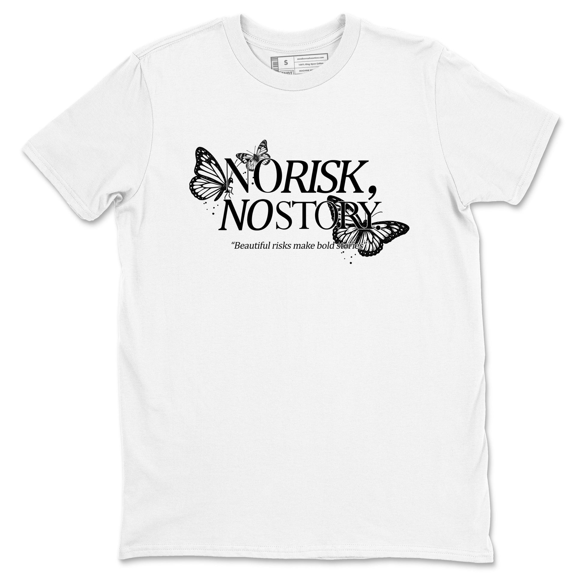 Sneaker match tees – Sneaker Tees To Match Air Jordan 4 Black Cat Shoes – No Risk No Story Tee White 2
