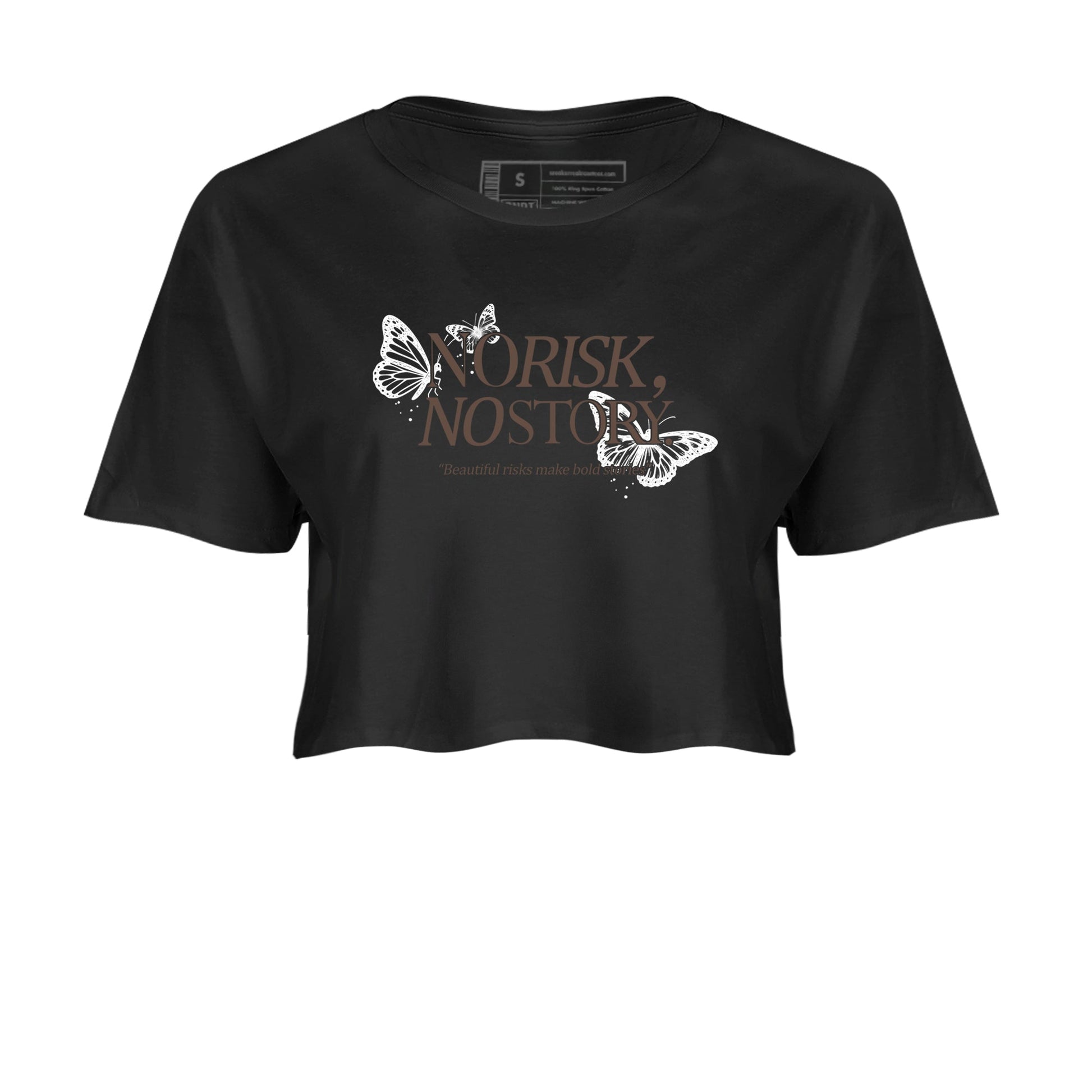 Sneaker match tees – Sneaker Tees To Match Air Jordan 4 Cave Stone Shoes – No Risk No Story Crop T-Shirt Black 2