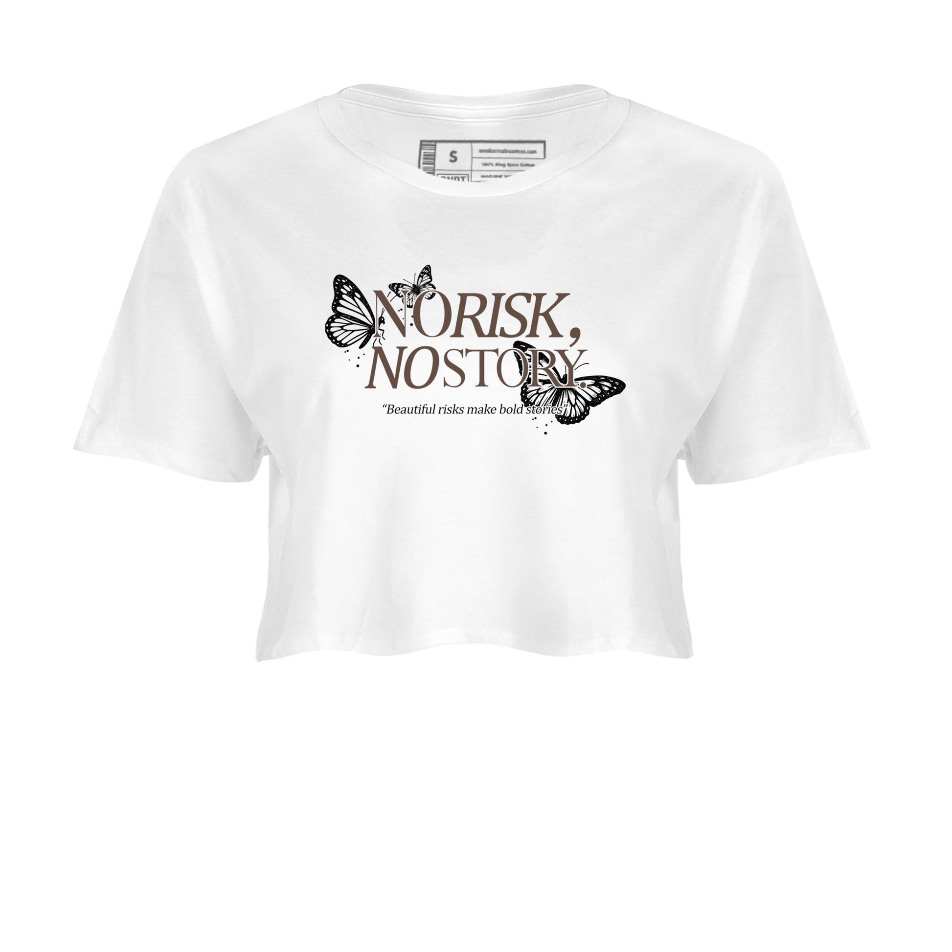 Sneaker match tees – Sneaker Tees To Match Air Jordan 4 Cave Stone Shoes – No Risk No Story Crop T-Shirt White 2