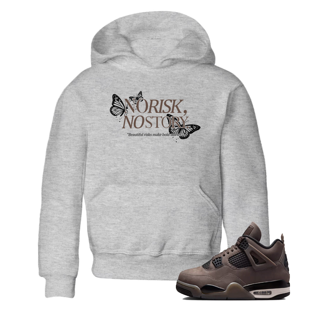 Sneaker match tees – Sneaker Tees To Match Air Jordan 4 Cave Stone Shoes – No Risk No Story Kids T-Shirt Heather Grey 1