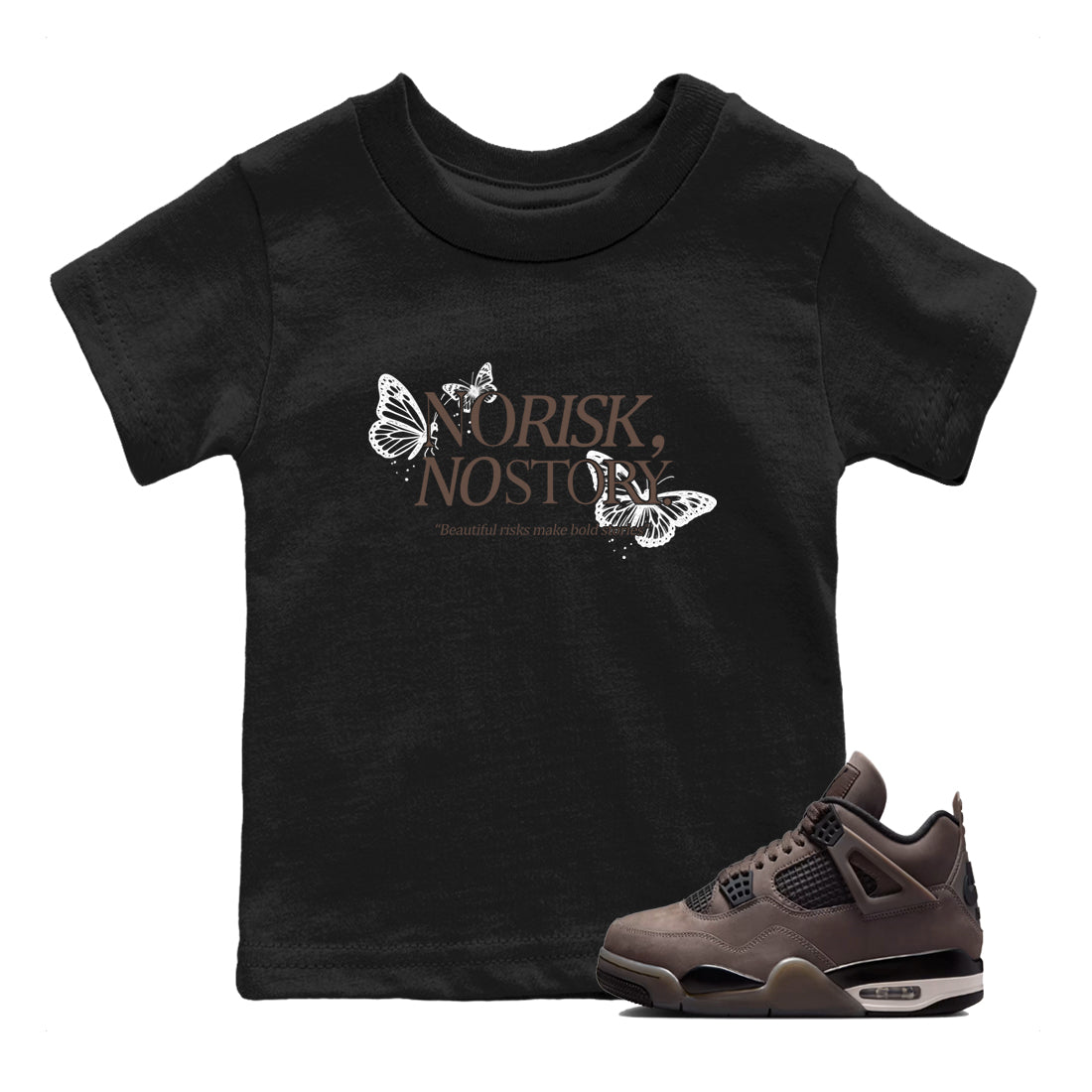 Sneaker match tees – Sneaker Tees To Match Air Jordan 4 Cave Stone Shoes – No Risk No Story Kids T-Shirt Black 1