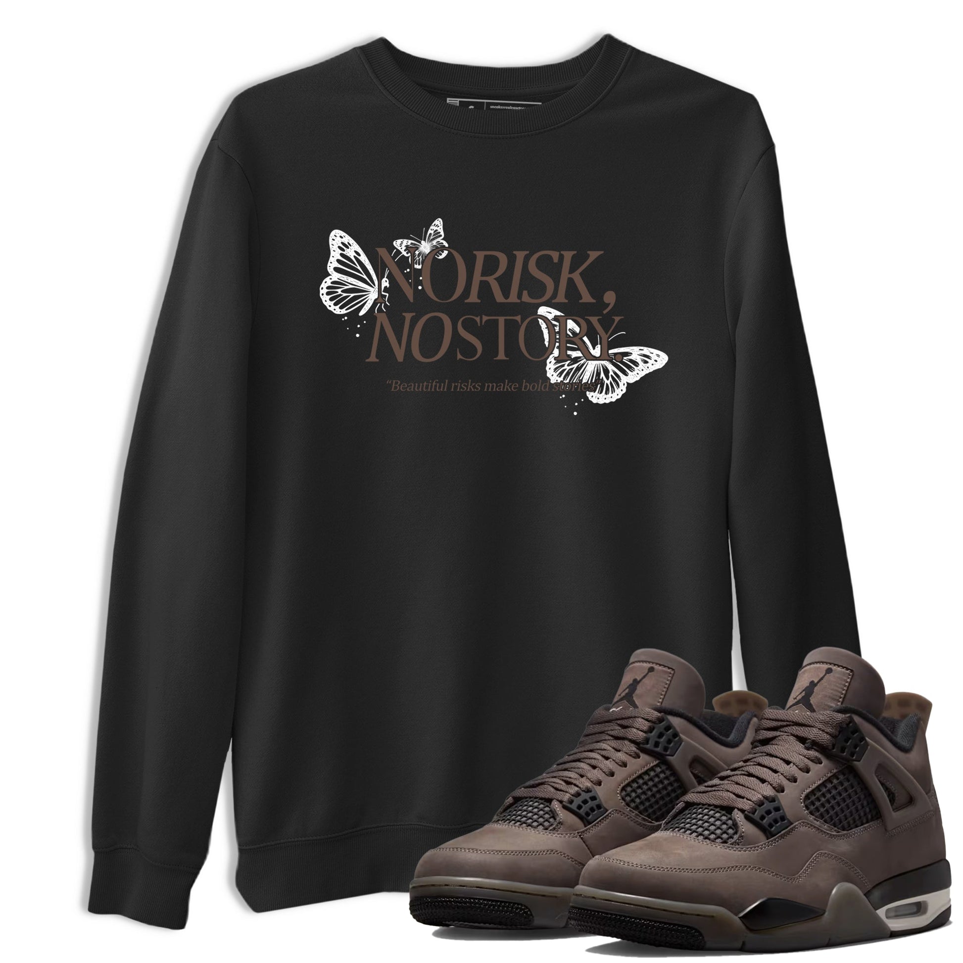 Sneaker match tees – Sneaker Tees To Match Air Jordan 4 Cave Stone Shoes – No Risk No Story Tee Black 1