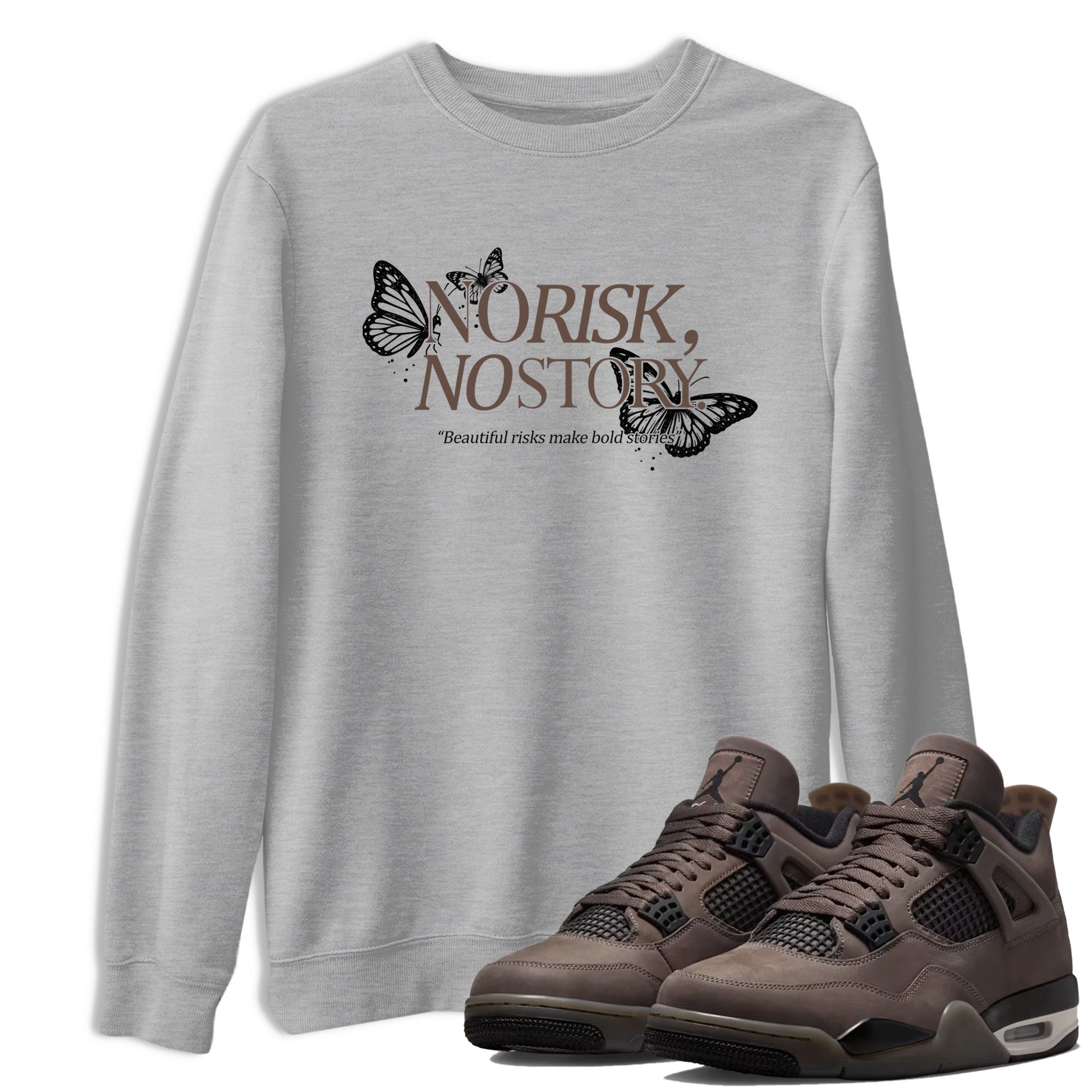 Sneaker match tees – Sneaker Tees To Match Air Jordan 4 Cave Stone Shoes – No Risk No Story Tee Heather Grey 1