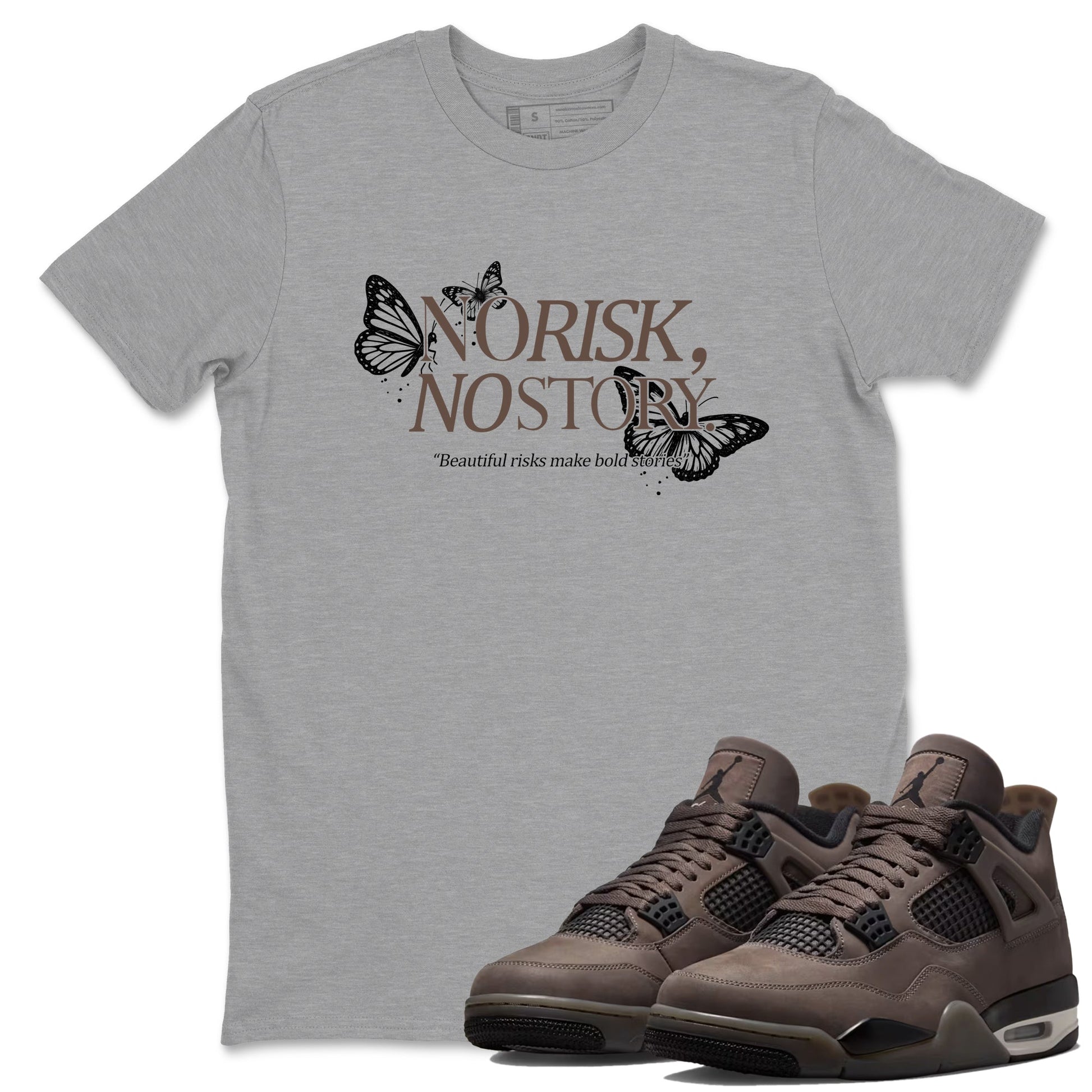 Sneaker match tees – Sneaker Tees To Match Air Jordan 4 Cave Stone Shoes – No Risk No Story Tee Heather Grey 1