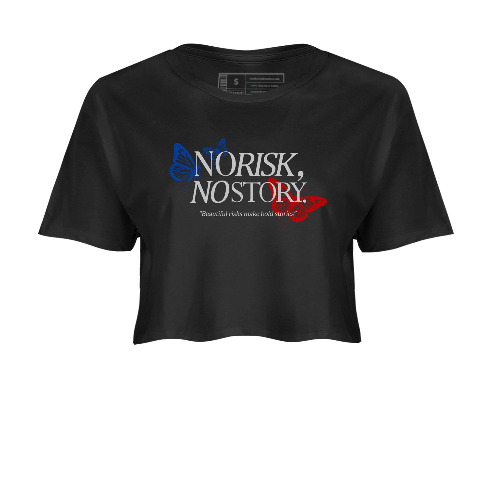 Sneaker match tees – Sneaker Tees To Match Jordan 4 Retro Rare Air Shoes – No Risk No Story Crop T-Shirt Black 2