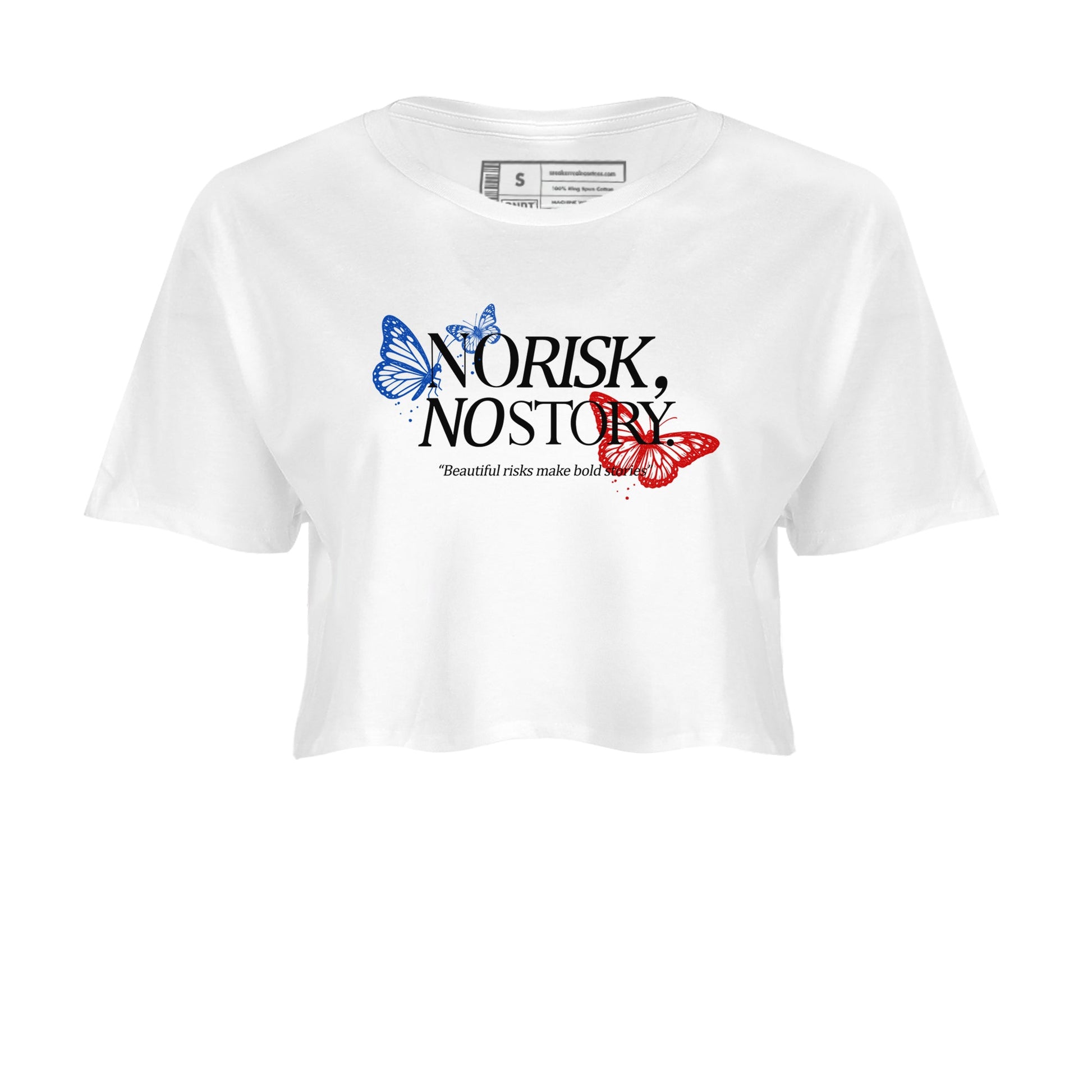 Sneaker match tees – Sneaker Tees To Match Jordan 4 Retro Rare Air Shoes – No Risk No Story Crop T-Shirt White 2