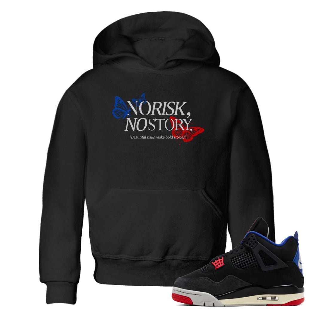 Sneaker match tees – Sneaker Tees To Match Jordan 4 Retro Rare Air Shoes – No Risk No Story Kids T-Shirt Black 1