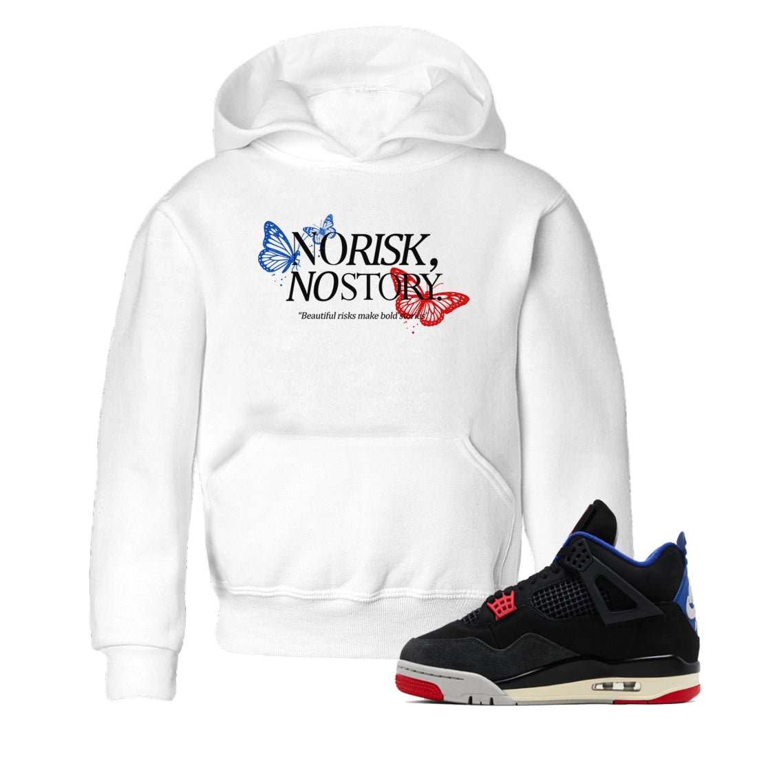 Sneaker match tees – Sneaker Tees To Match Jordan 4 Retro Rare Air Shoes – No Risk No Story Kids T-Shirt White 1