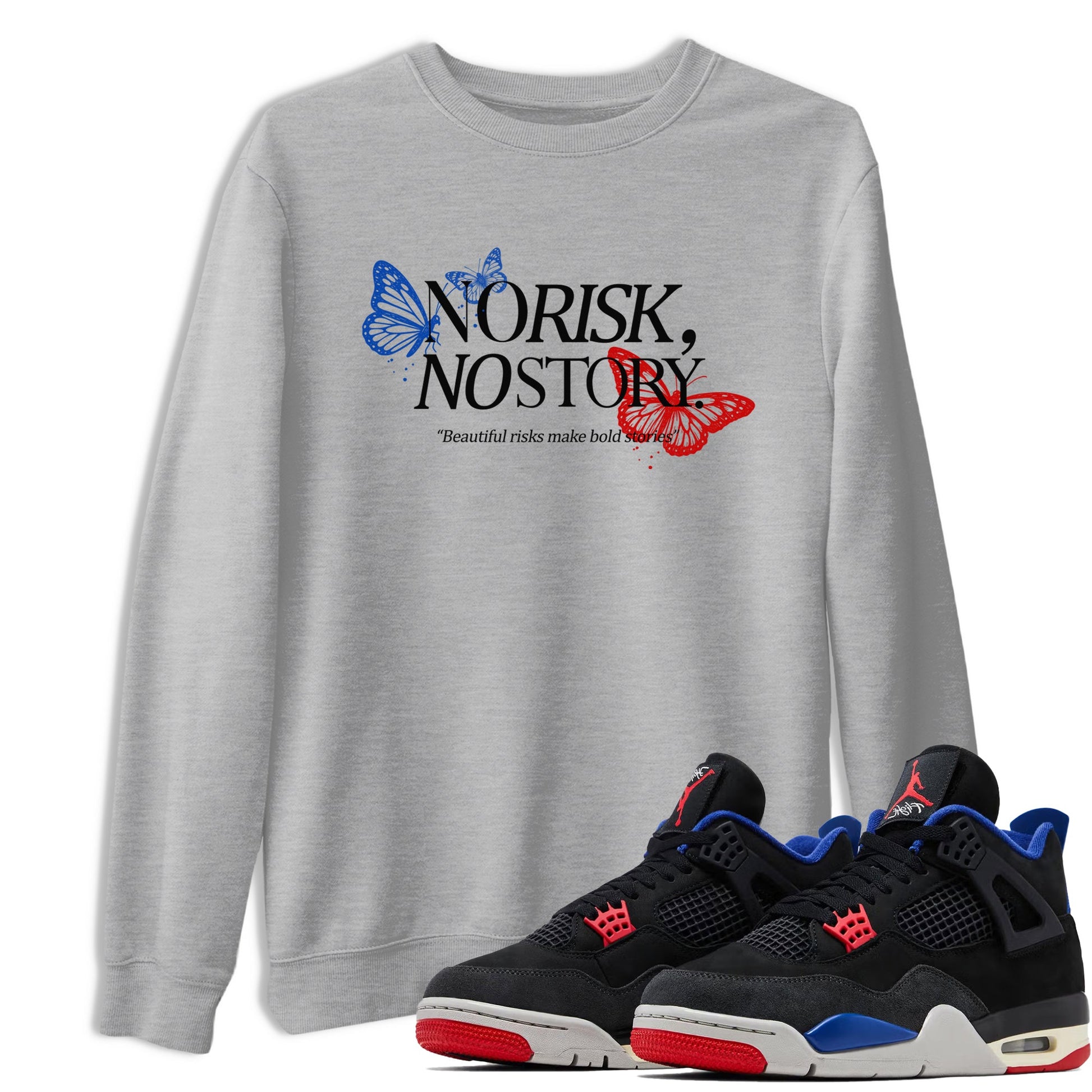 Sneaker match tees – Sneaker Tees To Match Jordan 4 Retro Rare Air Shoes – No Risk No Story Tee Heather Grey 1