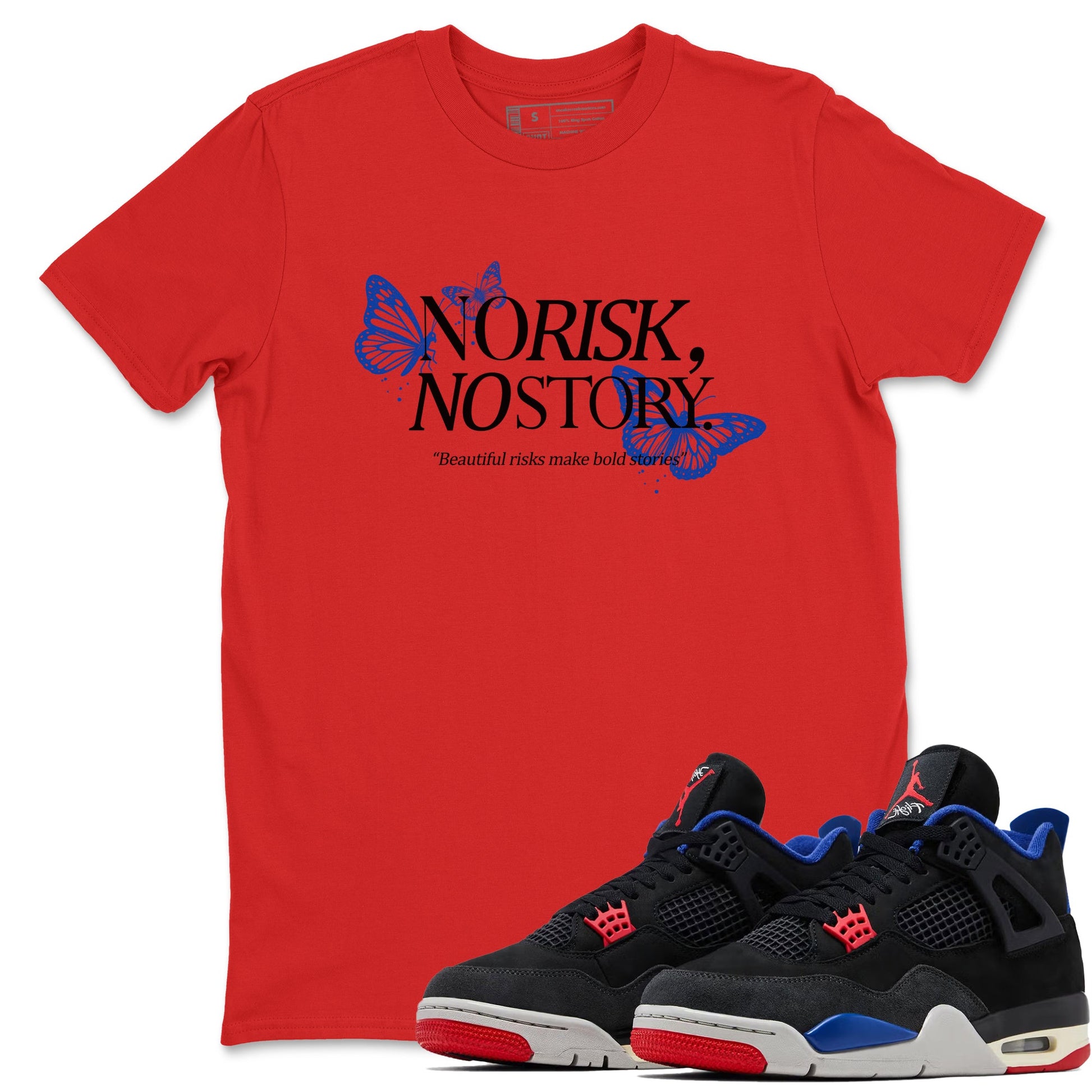 Sneaker match tees – Sneaker Tees To Match Jordan 4 Retro Rare Air Shoes – No Risk No Story Tee Red 1