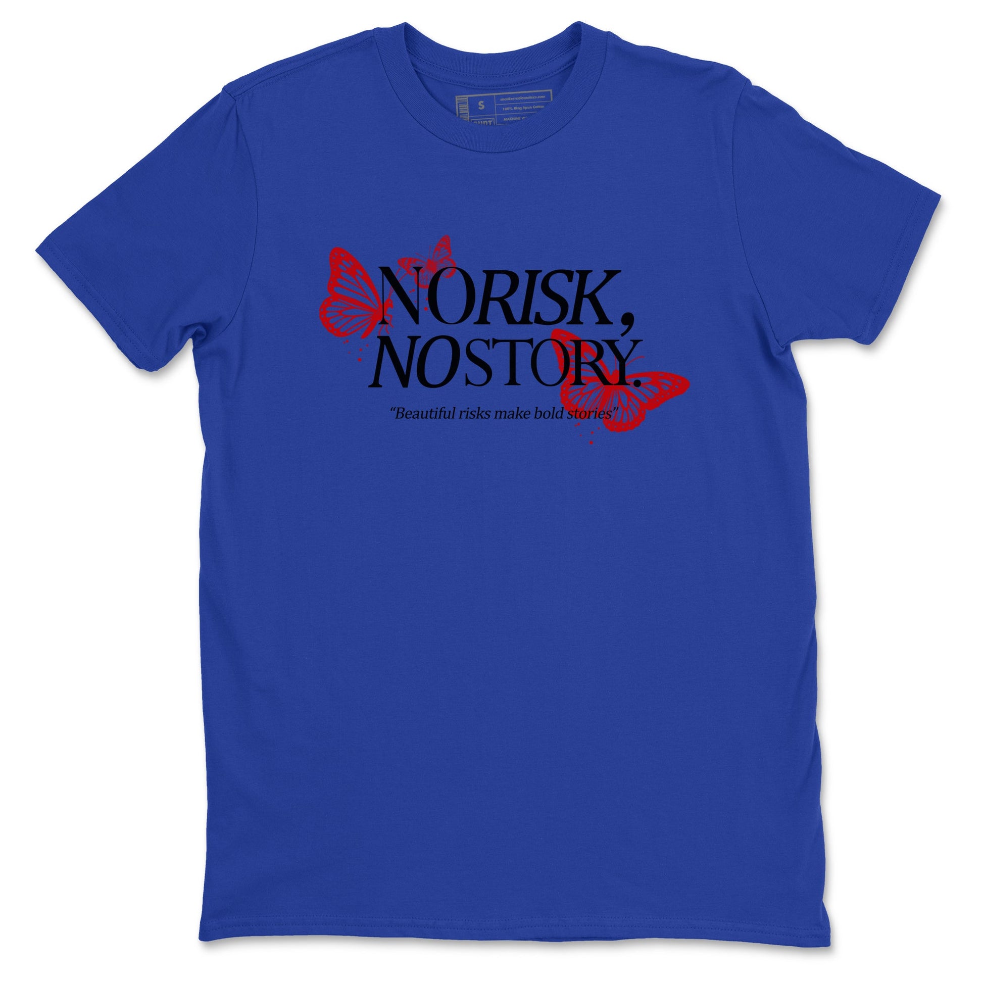 Sneaker match tees – Sneaker Tees To Match Jordan 4 Retro Rare Air Shoes – No Risk No Story Tee Royal Blue 2
