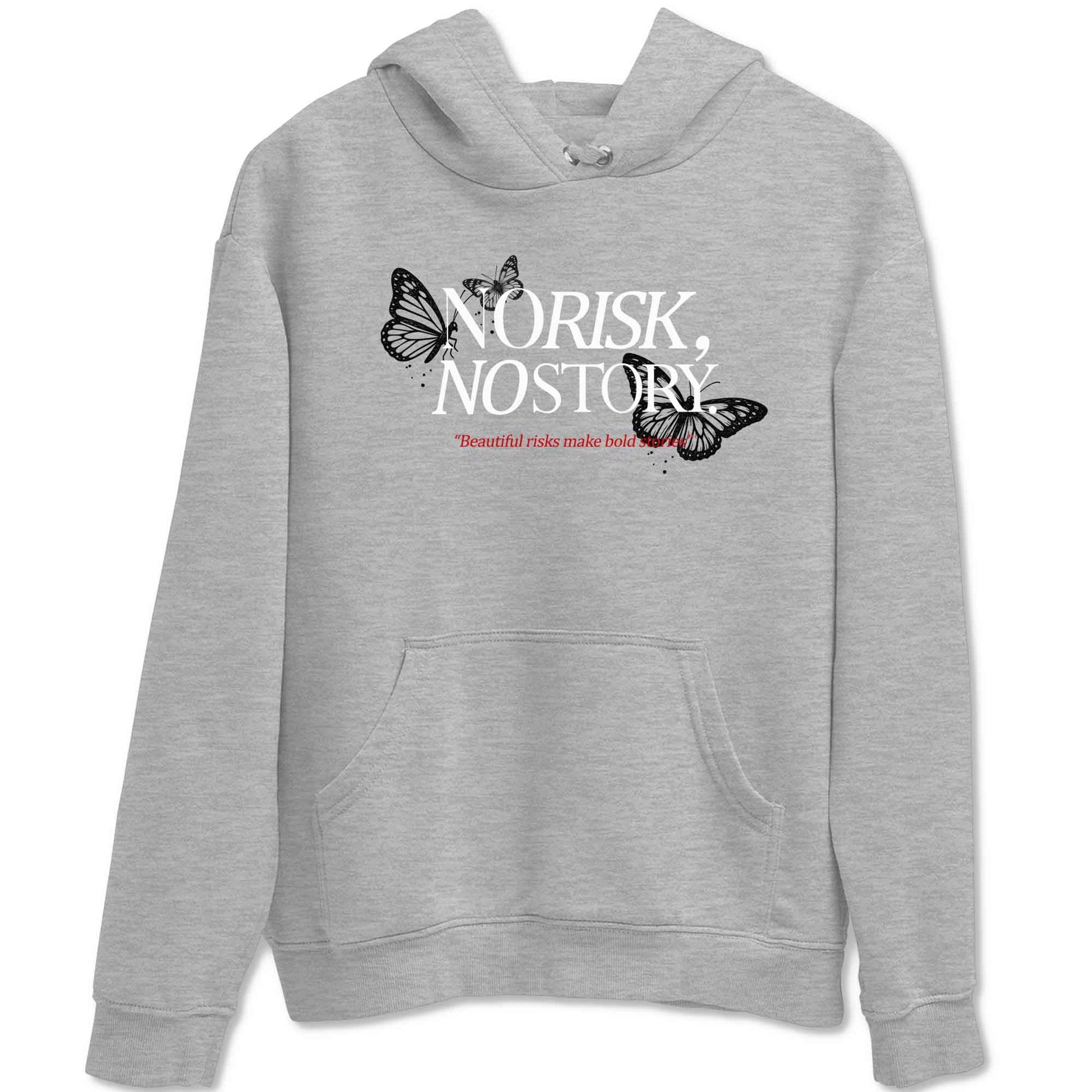 No Risk No Story sneaker match t-shirt styled to complete your fit with the Air Jordan 4 White Cement sneakers, shown in Heather Grey 2.