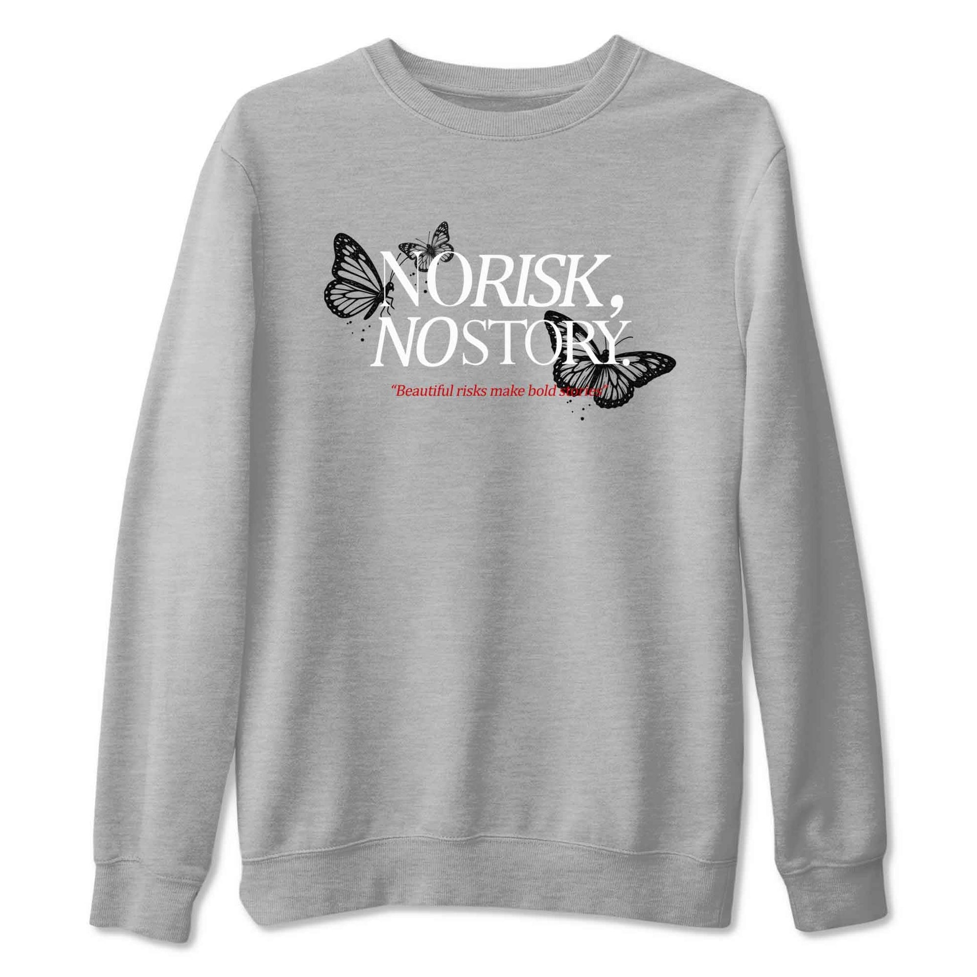 No Risk No Story sneaker match t-shirt styled to complete your fit with the Air Jordan 4 White Cement sneakers, shown in Heather Grey 2.