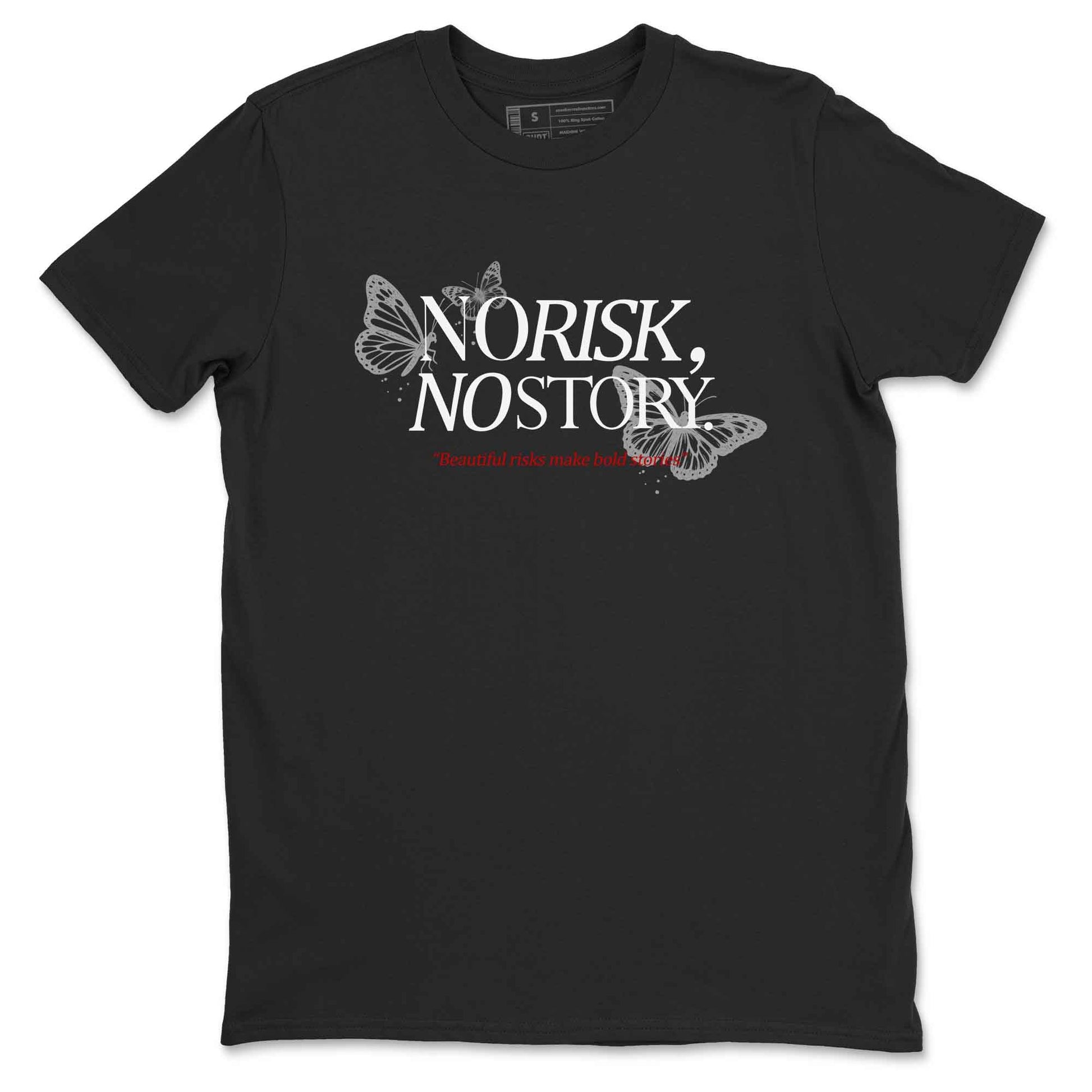 No Risk No Story sneaker match t-shirt styled to complete your fit with the Air Jordan 4 White Cement sneakers, shown in Black 2.