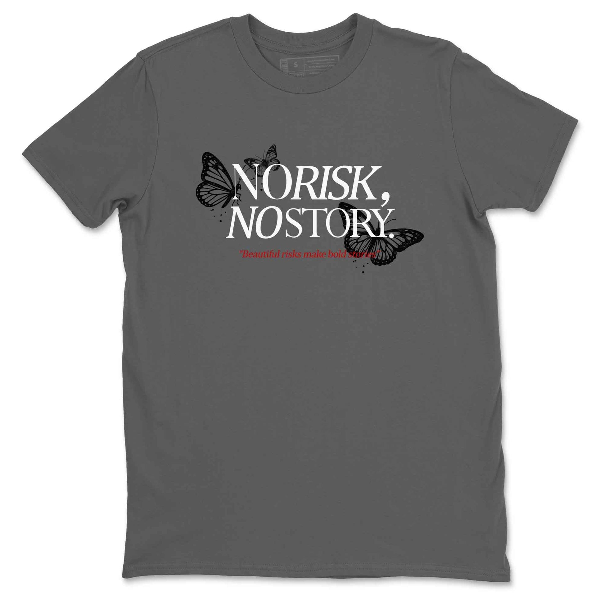 No Risk No Story sneaker match t-shirt styled to complete your fit with the Air Jordan 4 White Cement sneakers, shown in Cool Grey 2.
