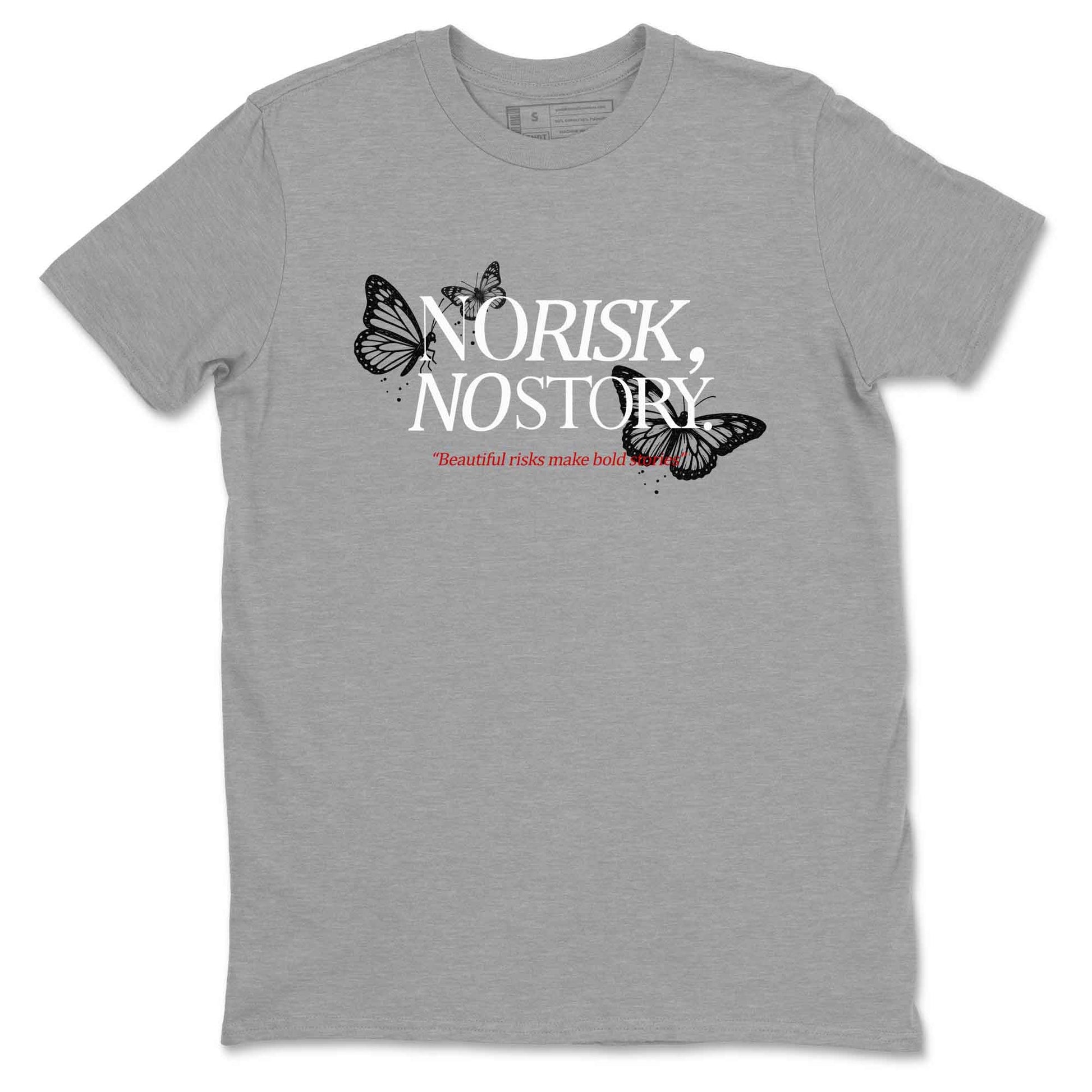 No Risk No Story sneaker match t-shirt styled to complete your fit with the Air Jordan 4 White Cement sneakers, shown in Heather Grey 2.