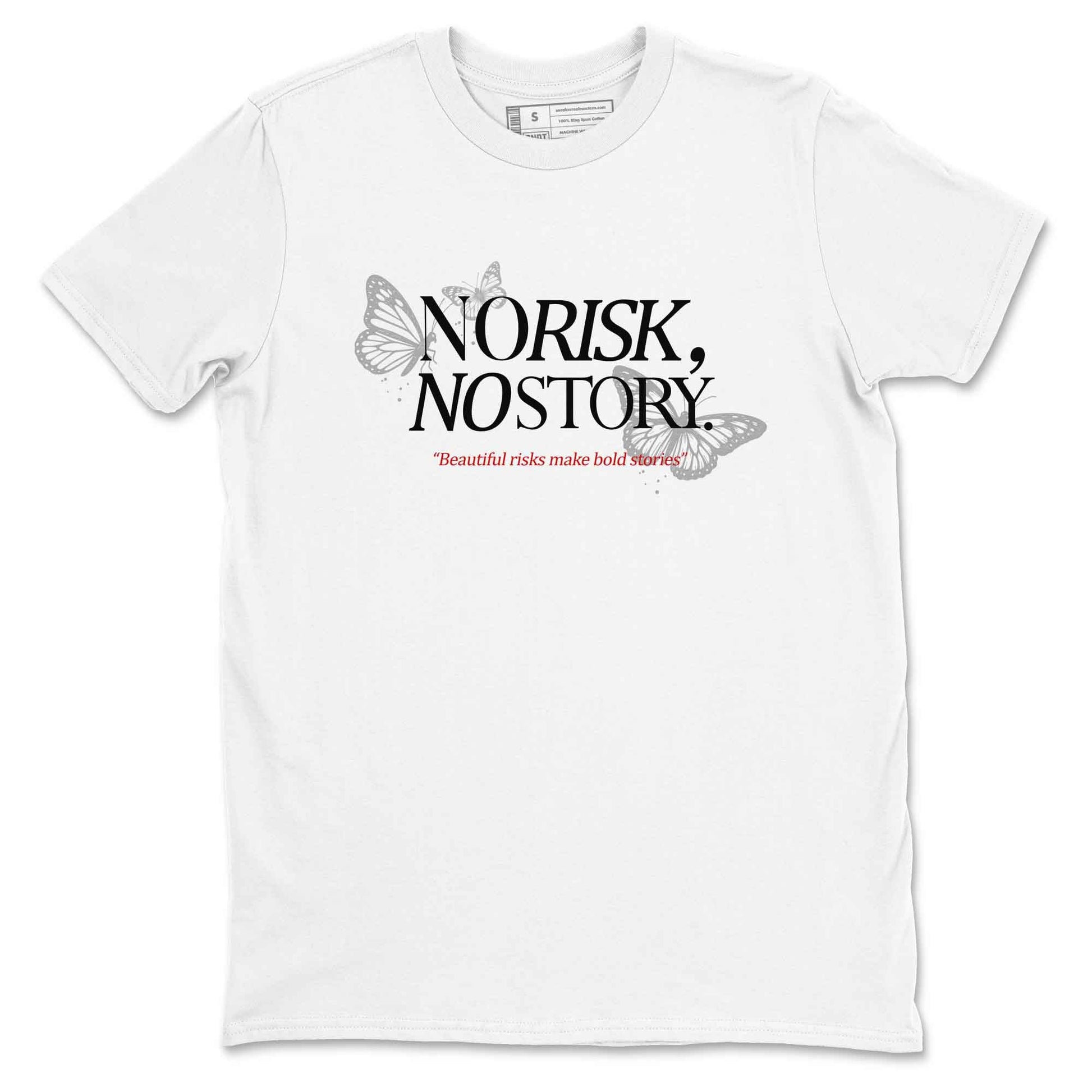 No Risk No Story sneaker match t-shirt styled to complete your fit with the Air Jordan 4 White Cement sneakers, shown in White 2.