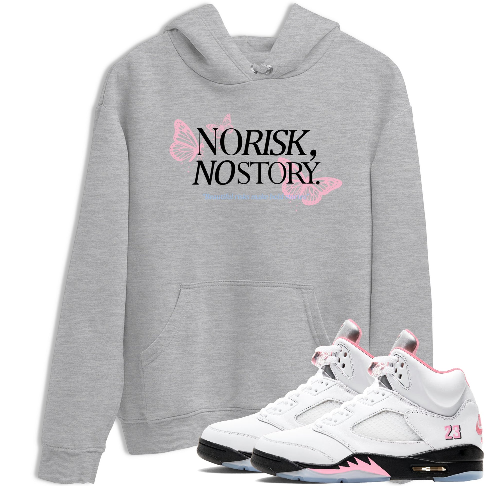 Sneaker match tees – Sneaker Tees To Match Air Jordan 5 35th Anniversary Shoes – No Risk No Story Tee Heather Grey 1