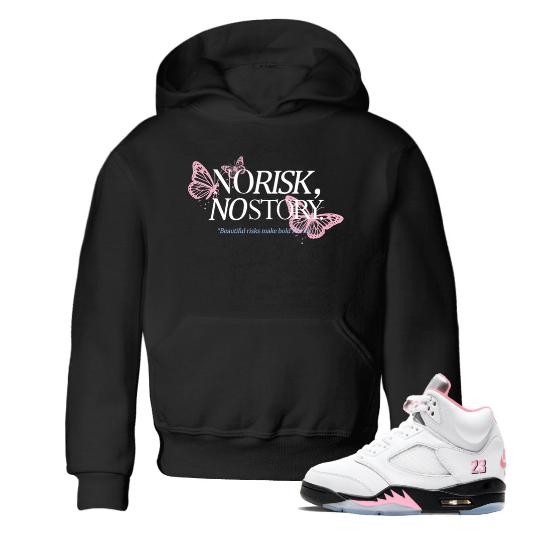 Sneaker match tees – Sneaker Tees To Match Air Jordan 5 35th Anniversary Shoes – No Risk No Story Kids T-Shirt Black 1