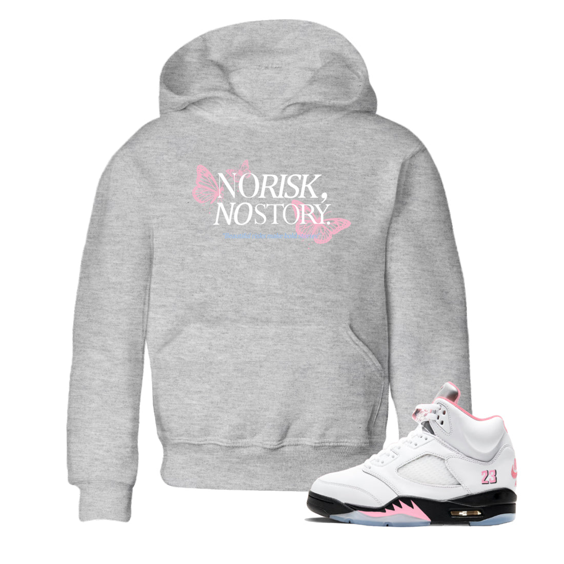 Sneaker match tees – Sneaker Tees To Match Air Jordan 5 35th Anniversary Shoes – No Risk No Story Kids T-Shirt Heather Grey 1