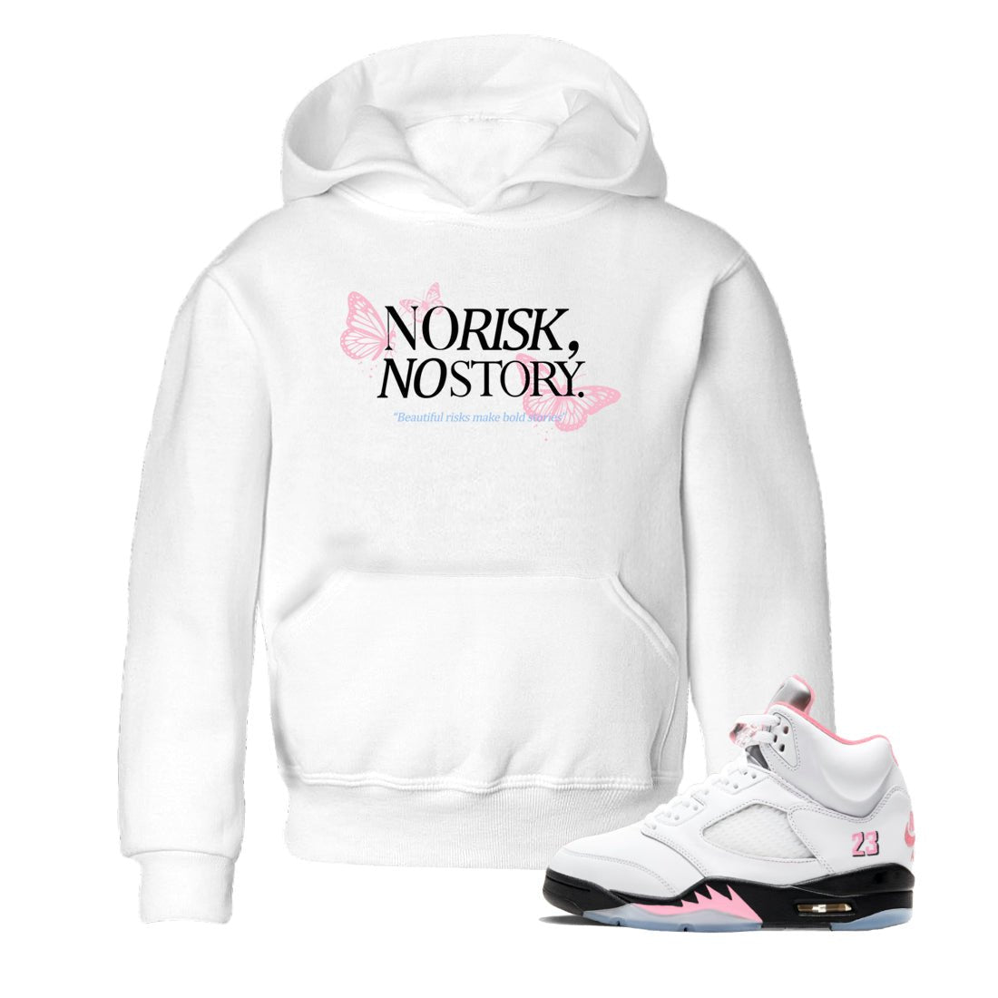 Sneaker match tees – Sneaker Tees To Match Air Jordan 5 35th Anniversary Shoes – No Risk No Story Kids T-Shirt White 1