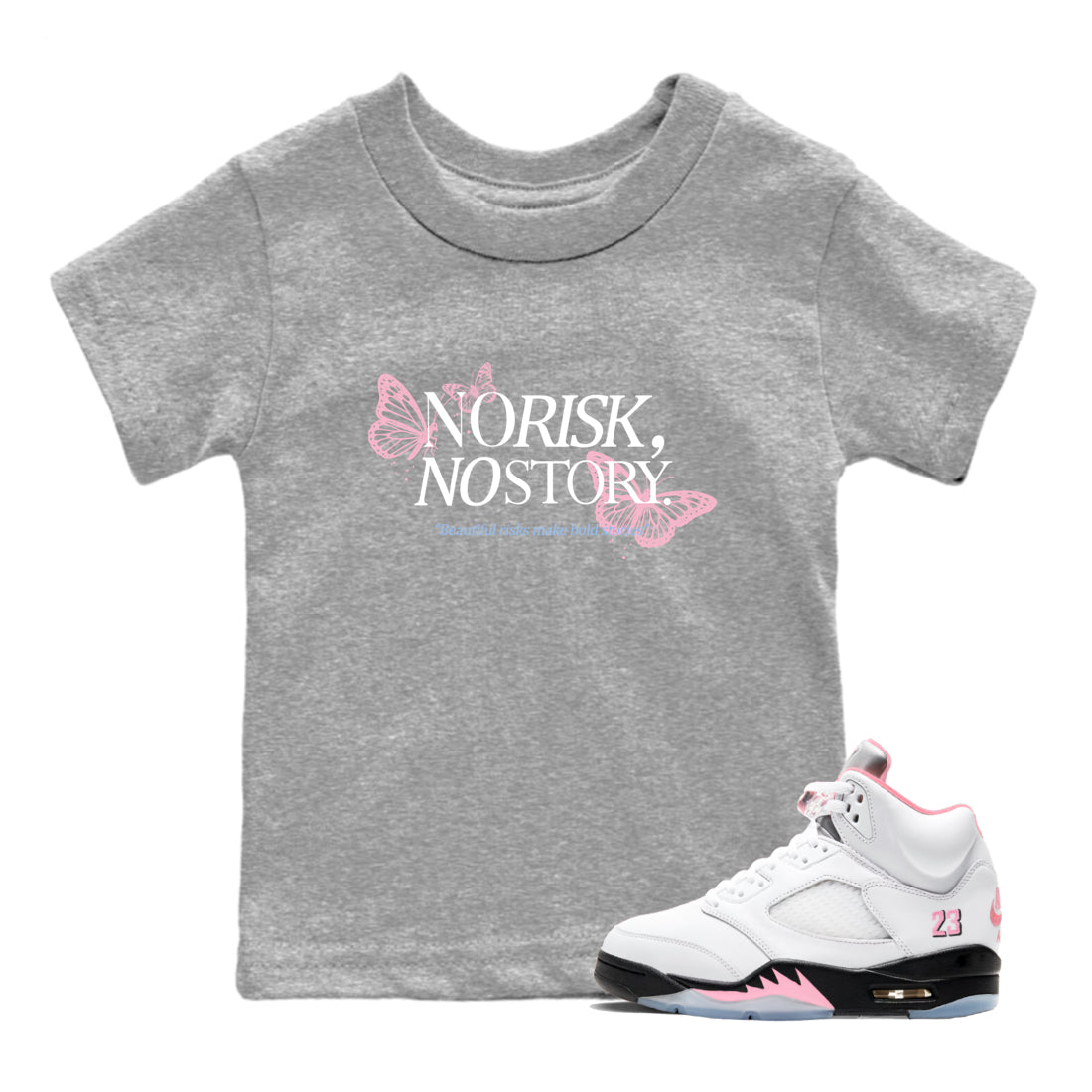 Sneaker match tees – Sneaker Tees To Match Air Jordan 5 35th Anniversary Shoes – No Risk No Story Kids T-Shirt Heather Grey 1