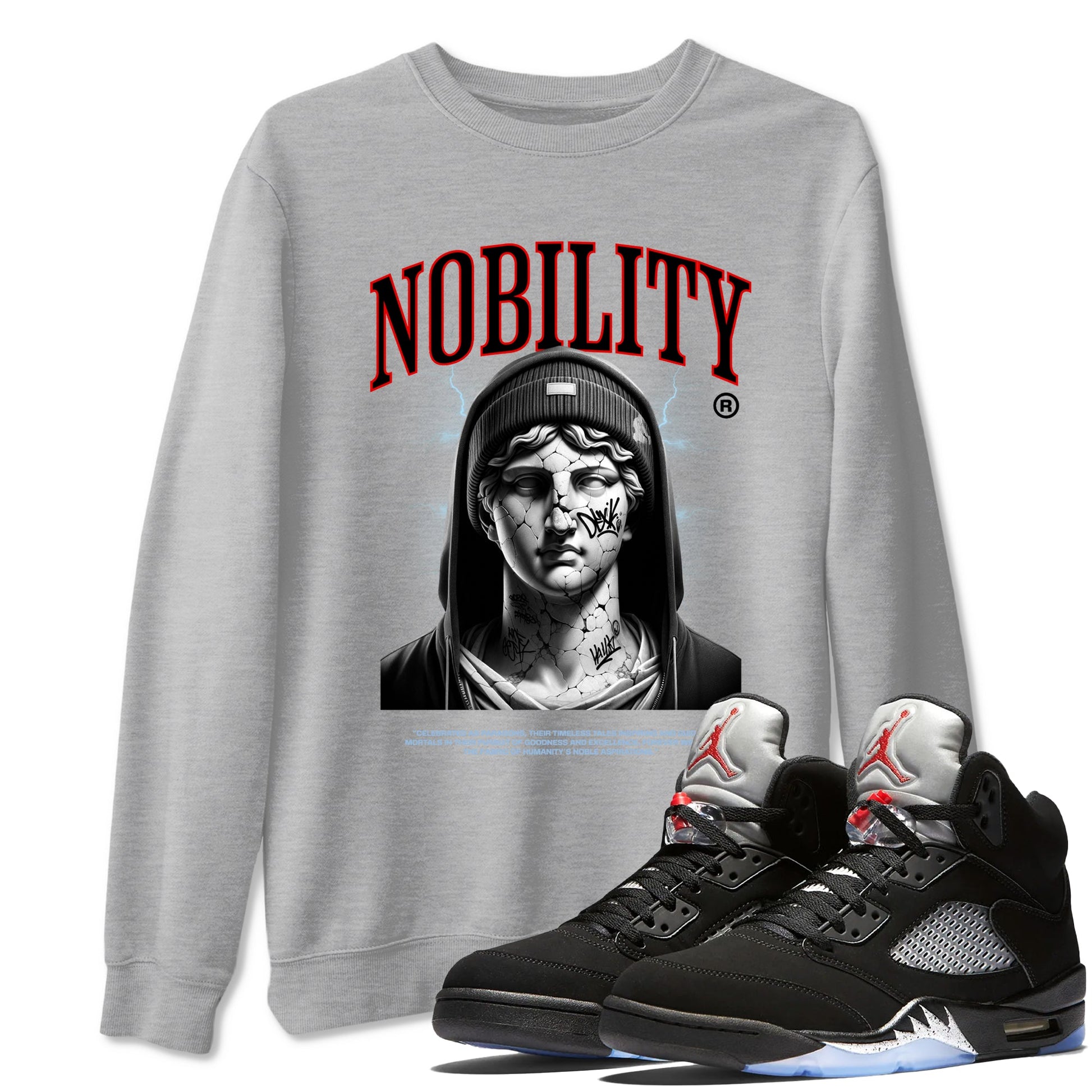 5s Black Metallic Reimagined shirts to match jordans Nobility best t shirts to wear with jordans AJ5 Retro OG Reimagined match shoes to clothes SNRT Sneaker Tees unisex cotton Heather Grey 1 shirts